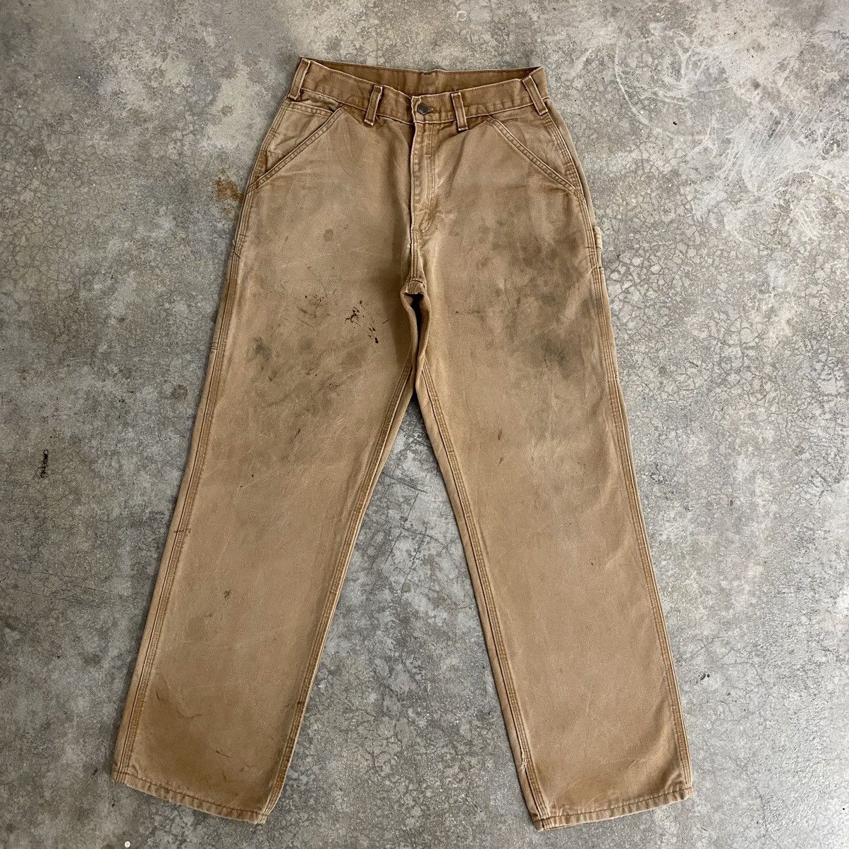 Carhartt Vintage Carhartt Faded Tan Dirty Carpenter Work Pants Size US 29 - 3 Thumbnail
