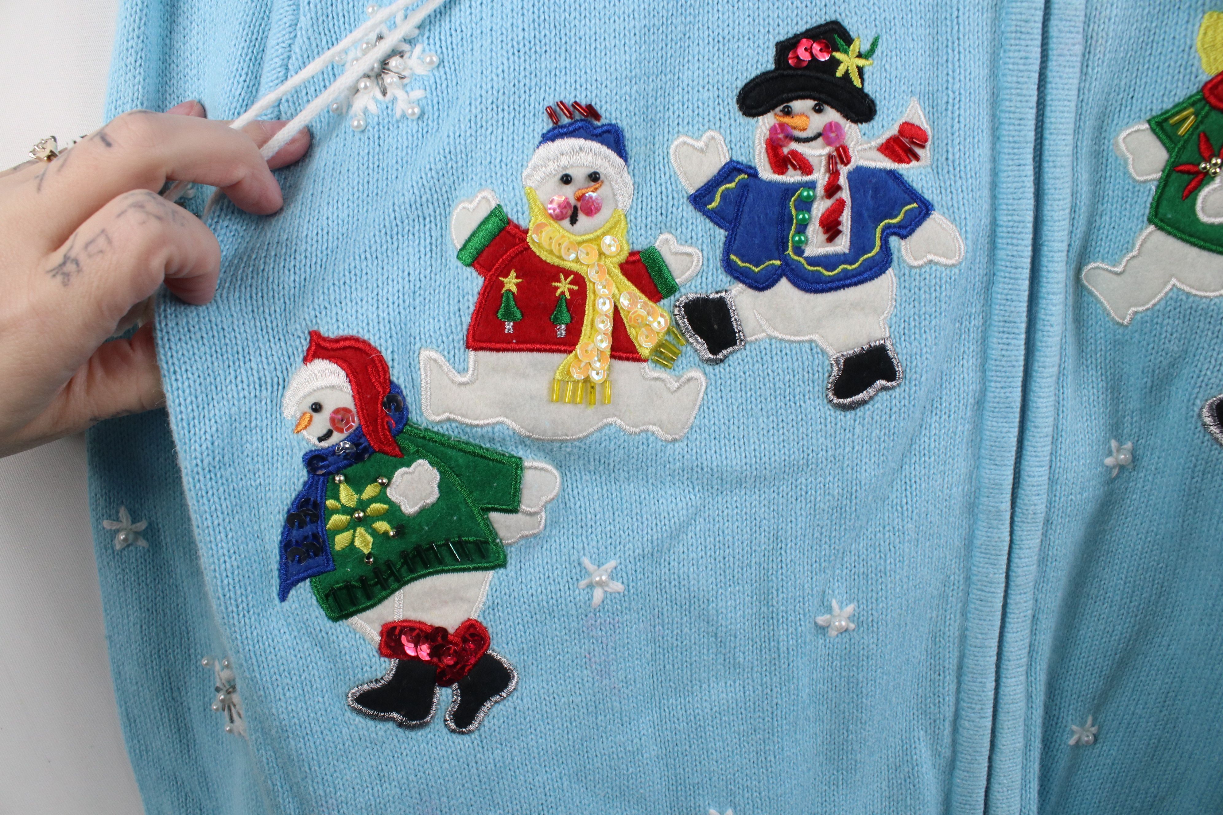 Vintage Vintage 90s Streetwear Christmas Snowman Snowflake Sweater Size XL / US 12-14 / IT 48-50 - 5 Thumbnail