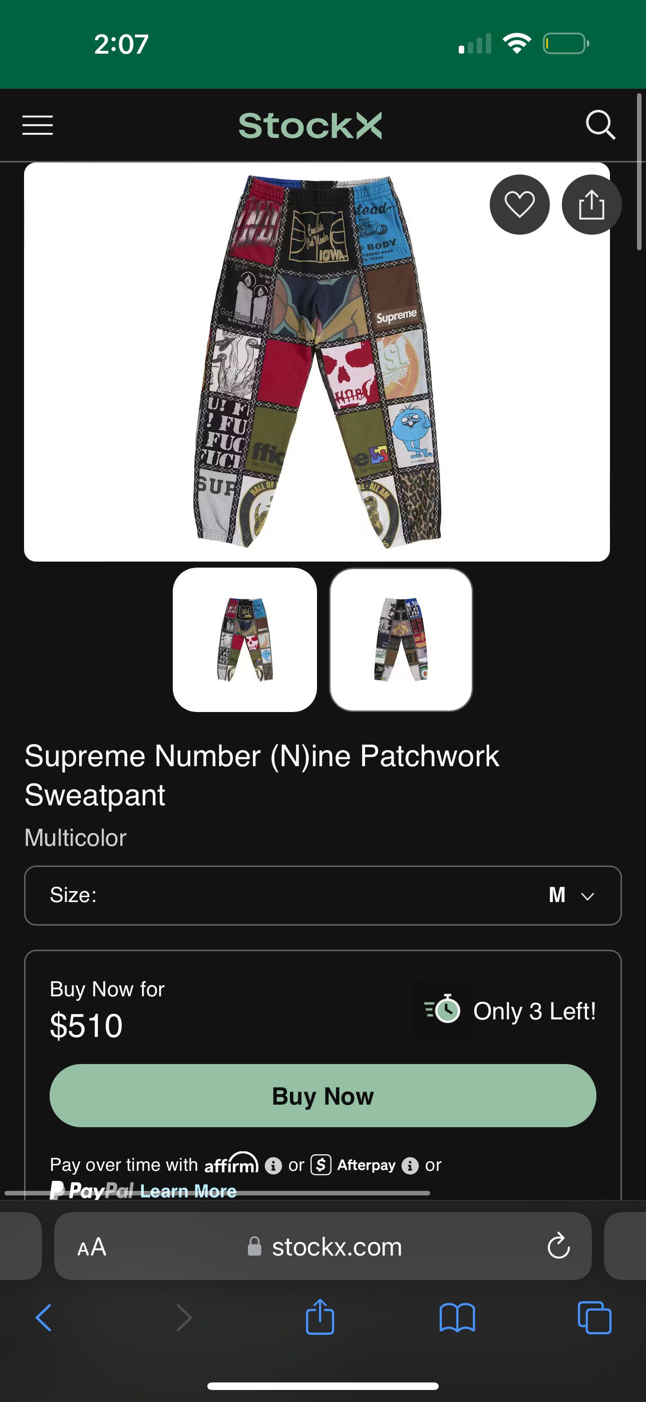 Number (N)ine × Supreme Supreme Number (N)ine Patchwork Sweatpant Size US 32 / EU 48 - 10 Thumbnail