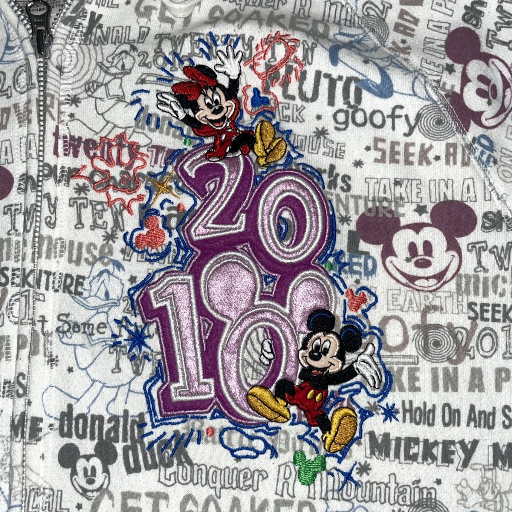 Disney Disney Walt Disney World Disney Land 2010 Embroidered Hoodie Size 1X White Pullover Mens Decorated Embroidered Accessories Size US XL / EU 56 / 4 - 2 Thumbnail