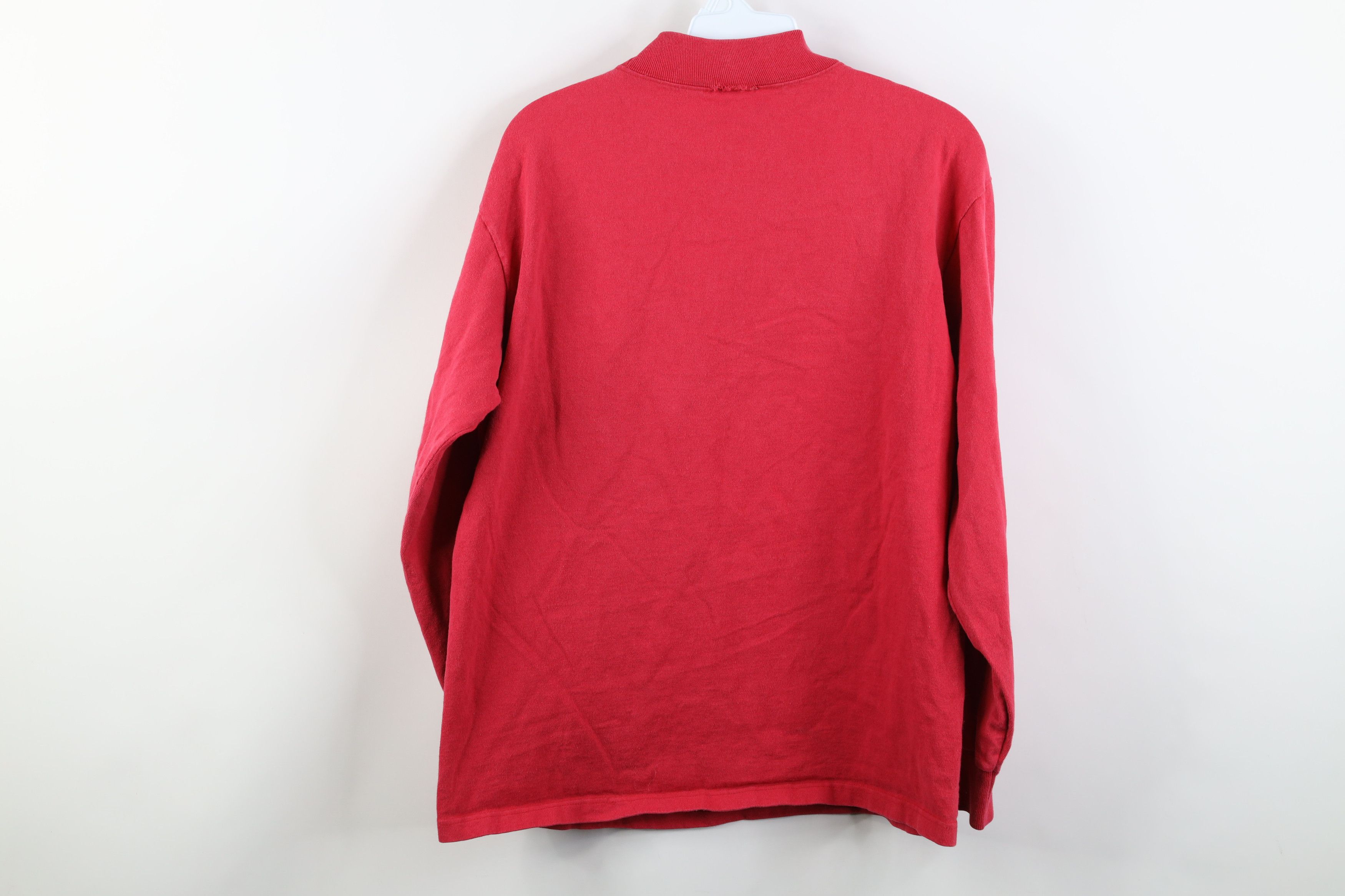 Reebok Vintage 90s Reebok Spell Mock Neck Long Sleeve T-Shirt Red Size US S / EU 44-46 / 1 - 10 Thumbnail