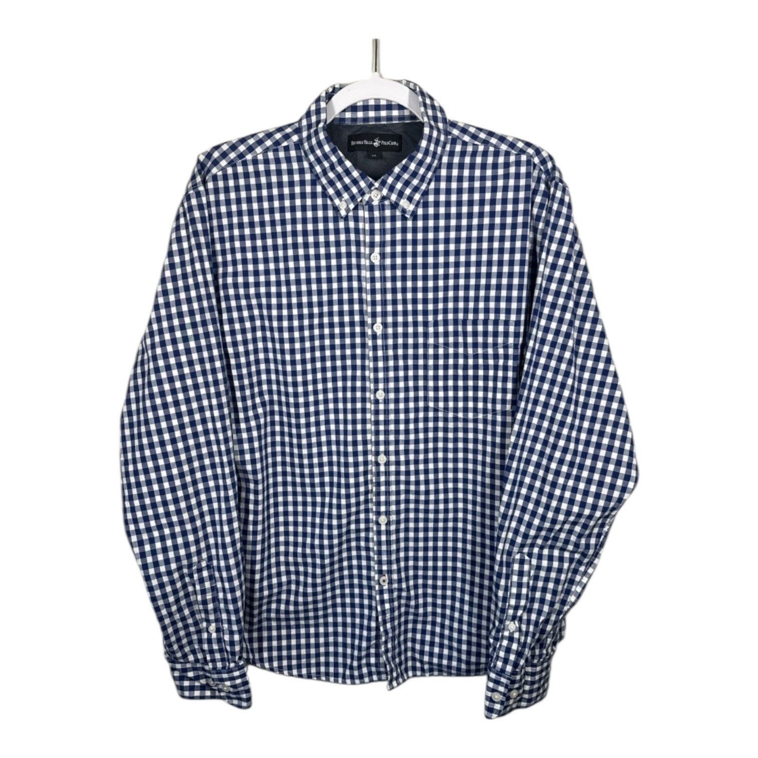 Beverly Hills Polo Club Beverly Hills Polo Club Mens Blue Gingham Shirt Size XL Size US XL / EU 56 / 4 - 1 Thumbnail