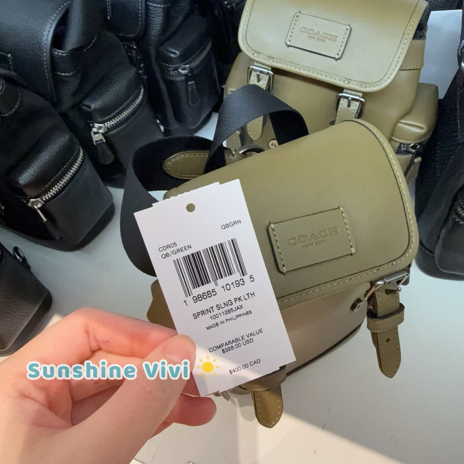 Coach NWT Coach Sprint Sling Pack CDR05 Gunmetal/Green Leather Size ONE SIZE - 7 Thumbnail