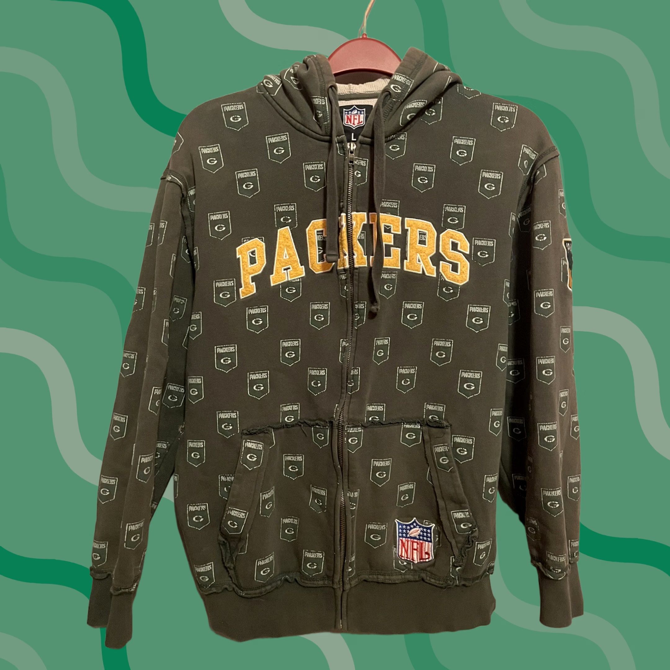 NFL GREEN BAY PACKERS Hoodie Full Zip NFL Jacket L Green Patches Embroidered Men XL? Size US L / EU 52-54 / 3 - 1 Thumbnail