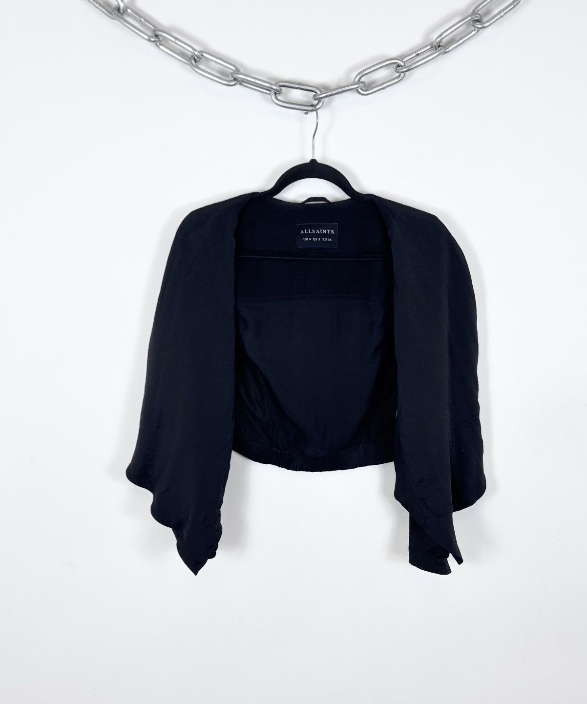 Allsaints AllSaints Kwar Jacket Women’s Black Draped Long Sleeve Size XS / US 0-2 / IT 36-38 - 10 Thumbnail