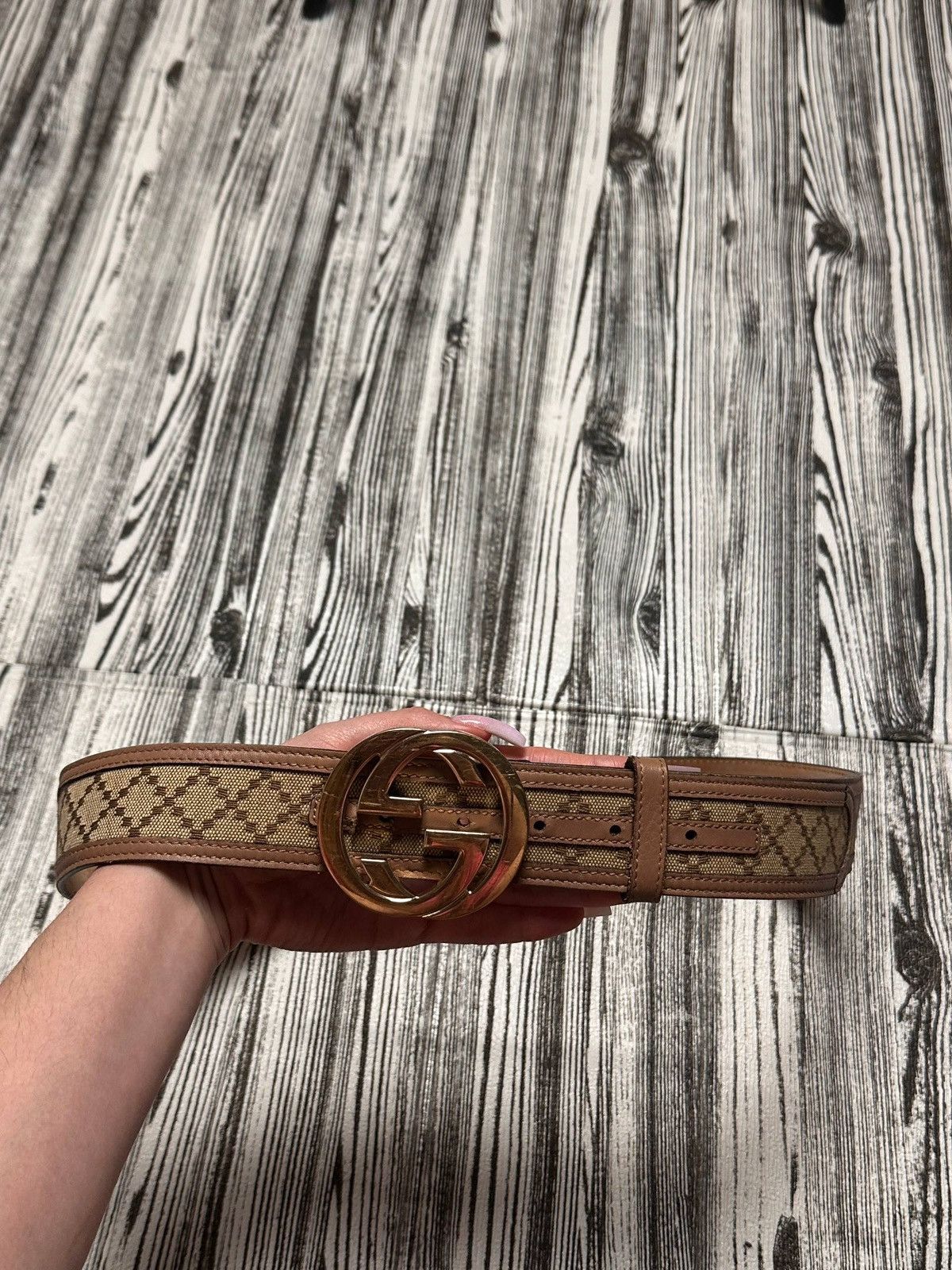 Gucci Gucci Diamante Canvas and Leather Interlocking G Buckle Belt Size ONE SIZE - 4 Thumbnail
