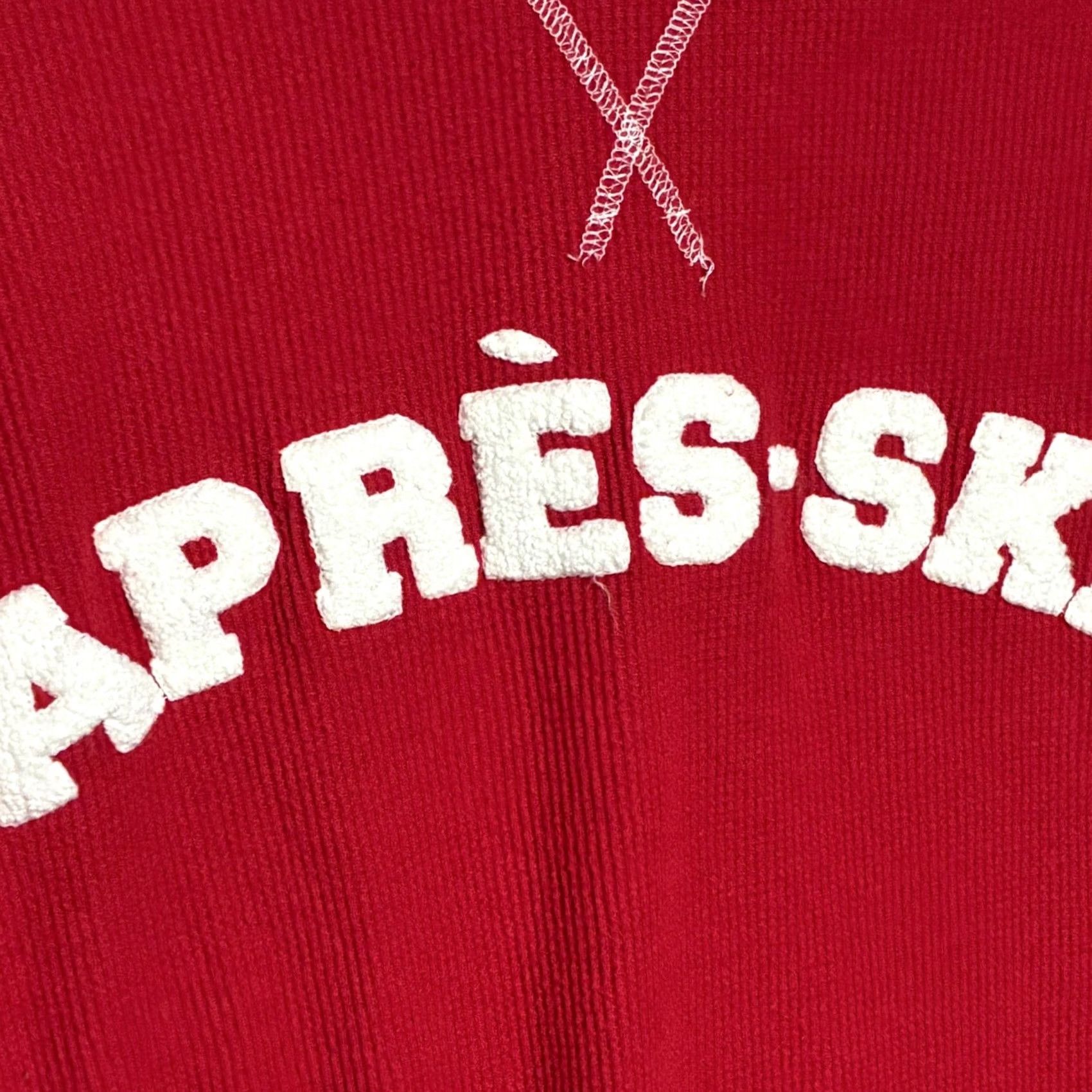 Vintage Apres Ski Thermal Sweatshirt Red White Waffle Knit Varsity Stripe Women's Large Size L / US 10 / IT 46 - 3 Thumbnail