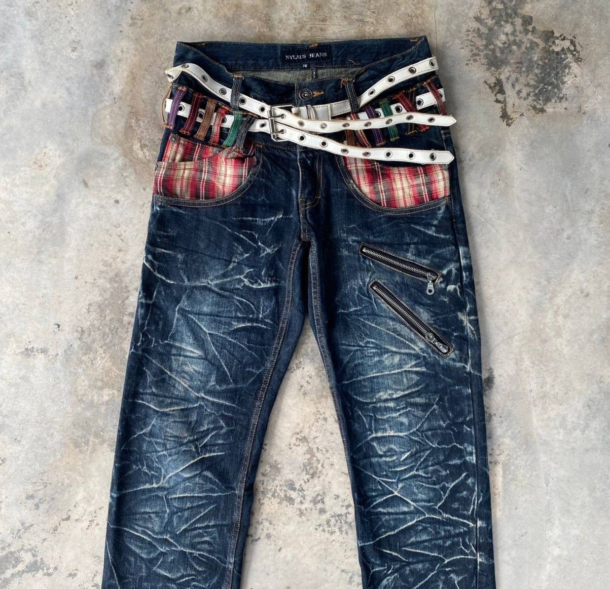 Japanese Brand Nylaus Japan Double-Waist Belted Thunderstorm flash effect Size US 29 - 5 Thumbnail