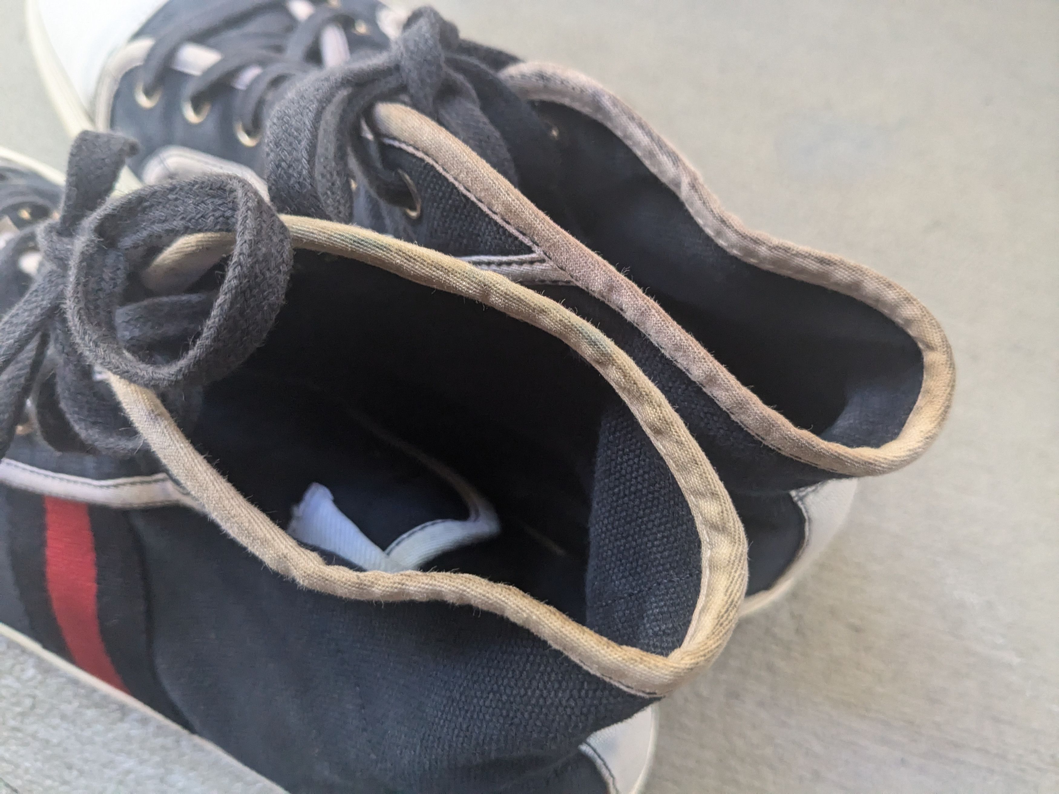 Gucci Gucci Sneakers Navy Blue 9.5 Canvas High Top Leather Size US 9.5 / EU 42-43 - 10 Thumbnail