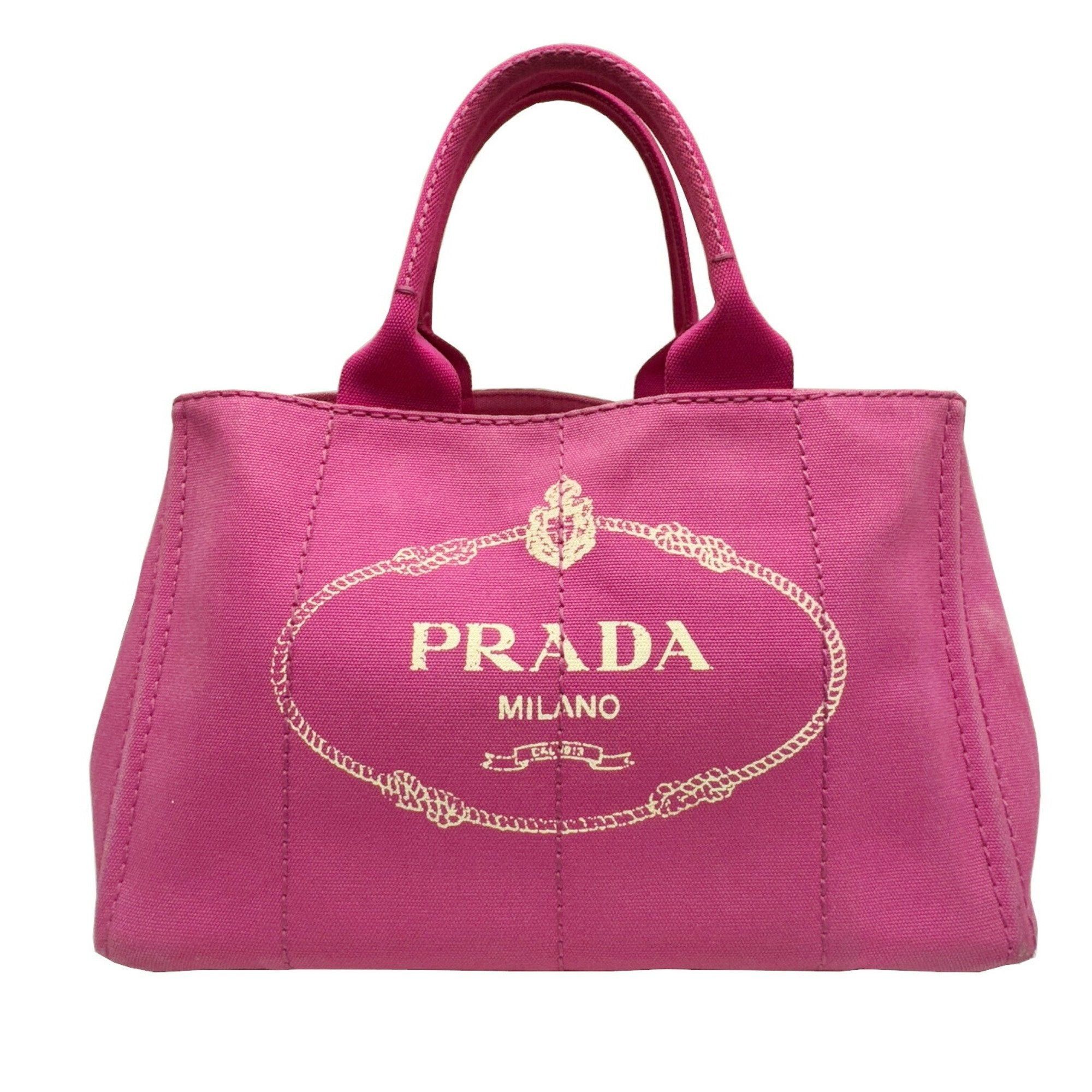 image of Prada Kanapa Tote Bn1877 Fuchsia Pink Canvas Bag Handbag Ladies, Women's