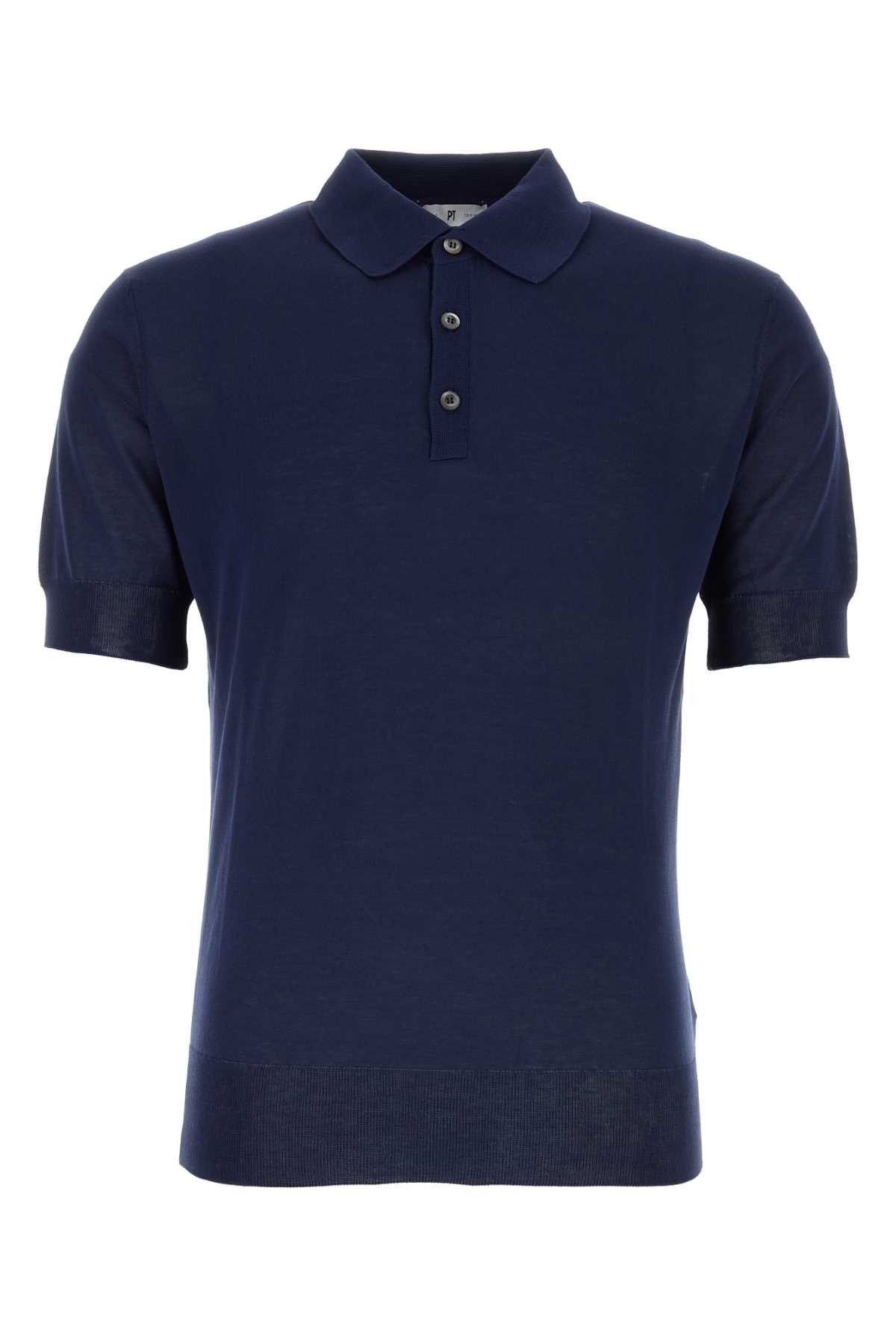 image of Pt Torino Blue Cotton Polo Shirt, Men's (Size Small)