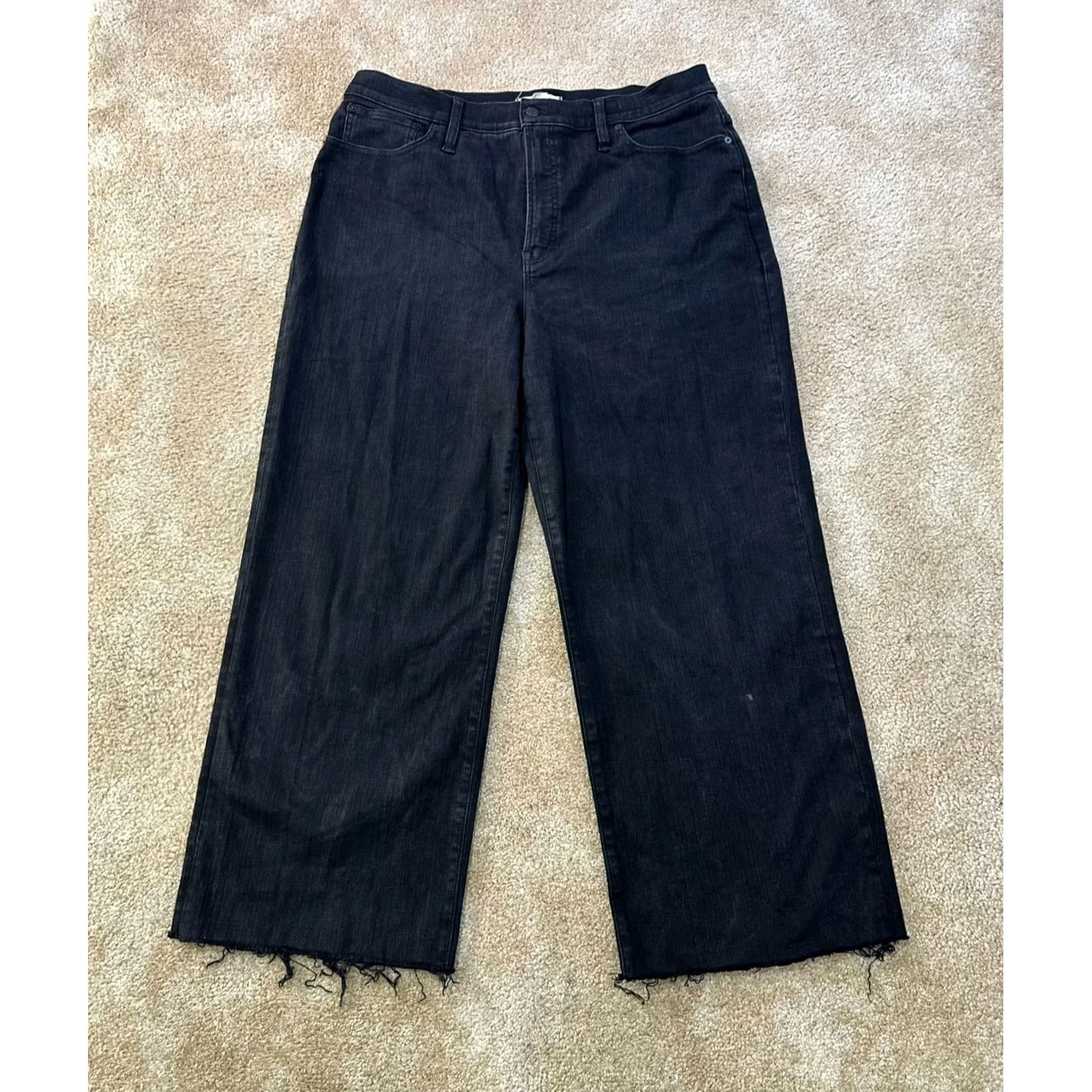 Madewell Madewell Jeans Black 33T Wide-Leg Womens Cotton Elastane Denim 5-Pocket High Rise Inseam 29 Vintage N/A Size 24" / US 00 / IT 34 - 2 Thumbnail