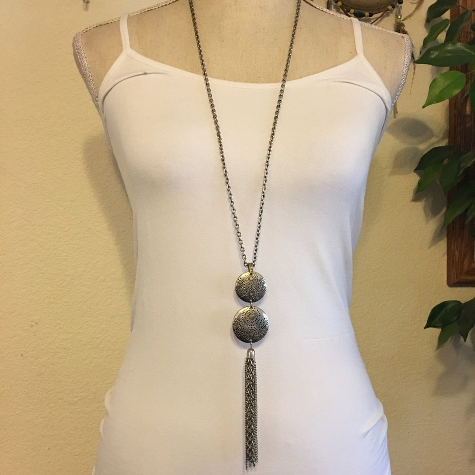 Jewelry Ruby Road silver tone medallion fringe necklace Size ONE SIZE - 2 Thumbnail