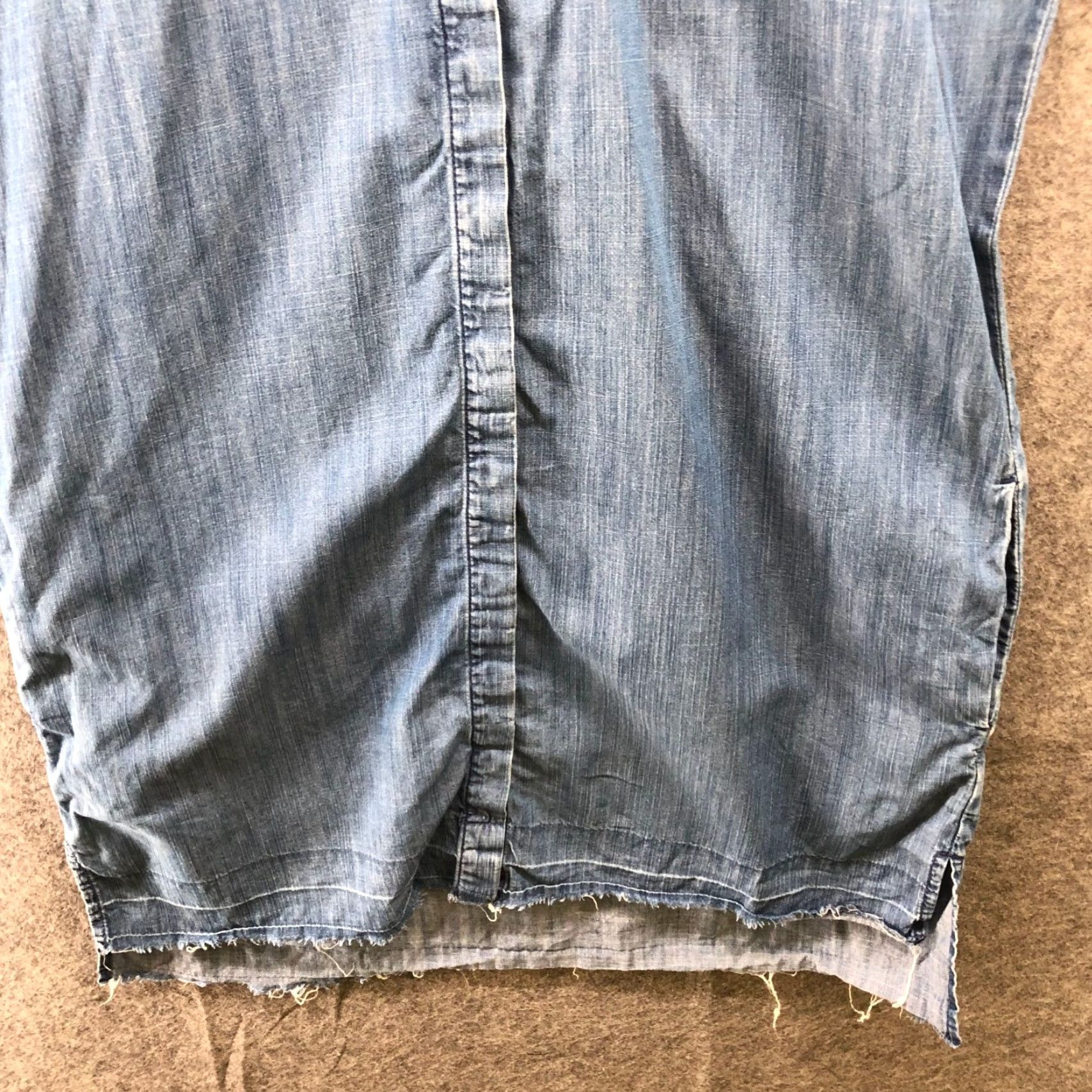 Madewell Madewell Chambray Shirt Dress Womens S Blue Short Sleeve Fringe Denim Size S / US 4 / IT 40 - 4 Thumbnail