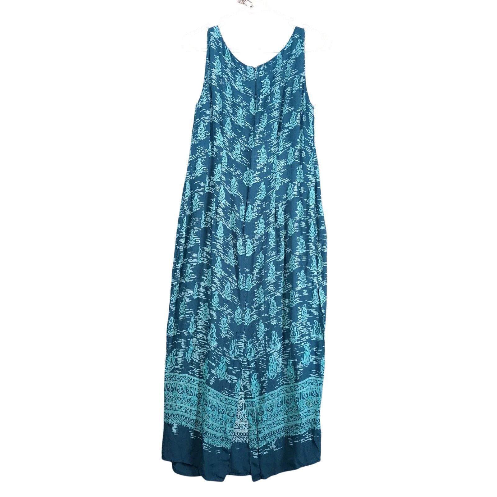 Vintage Kaliko Teal Print Chiffon Crepe Midi Dress, Beachy US 8 Size M / US 6-8 / IT 42-44 - 2 Thumbnail