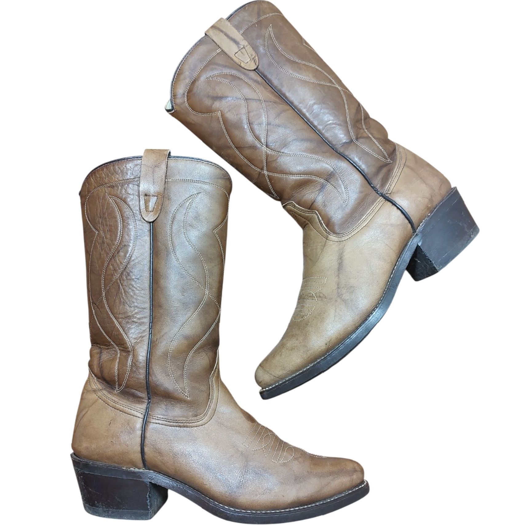 Vintage VINTAGE Texas Boots Western Cowboy 8 D Brown Marbled Leather Texas 8011 Mens Cow boy Boot United States 1992 Size US 8 / EU 41 - 2 Thumbnail