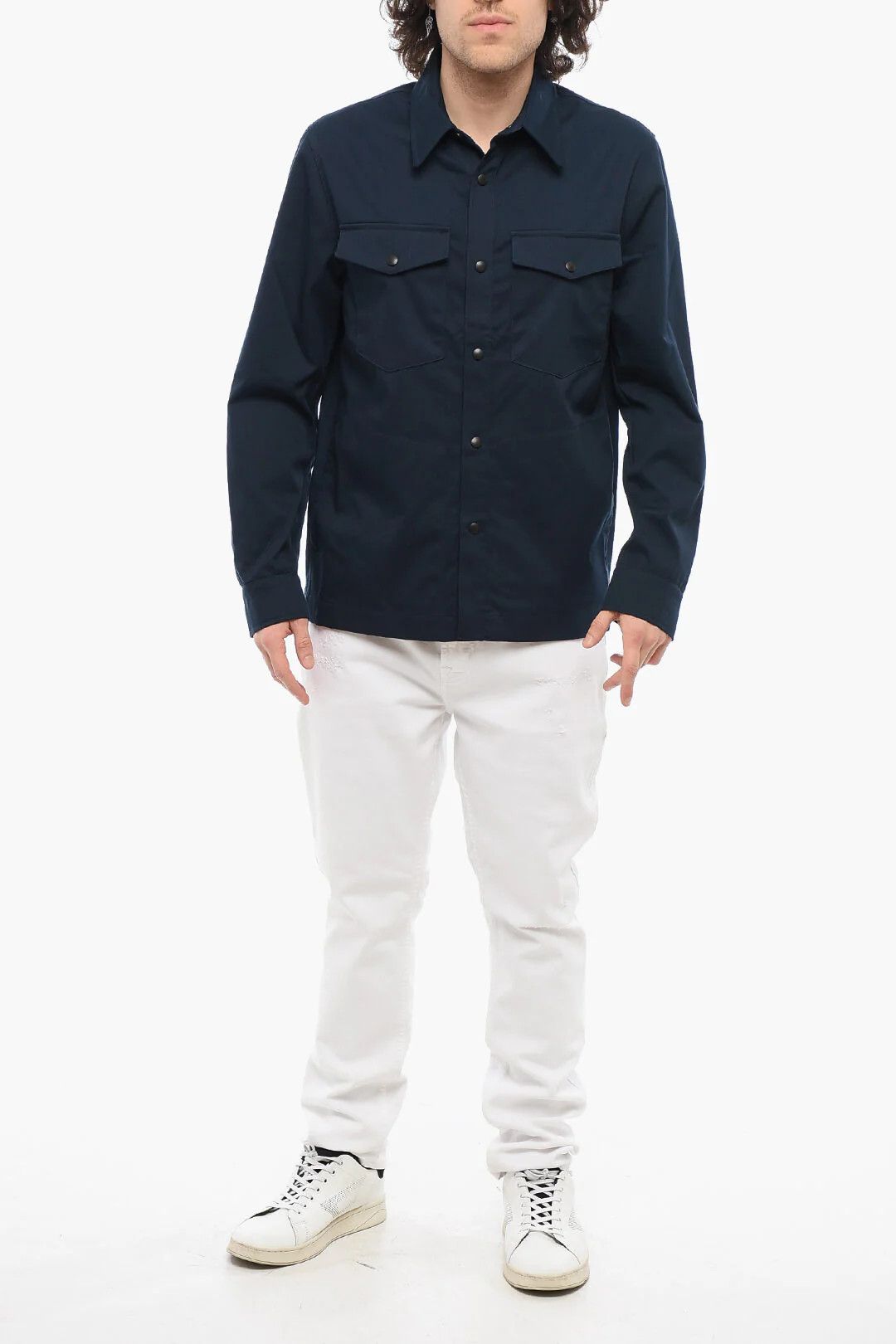 DEPARTMENT5 og1mm0326 Cotton-Blend Twill Overshirt in Blue Size US S / EU 44-46 / 1 - 4 Thumbnail