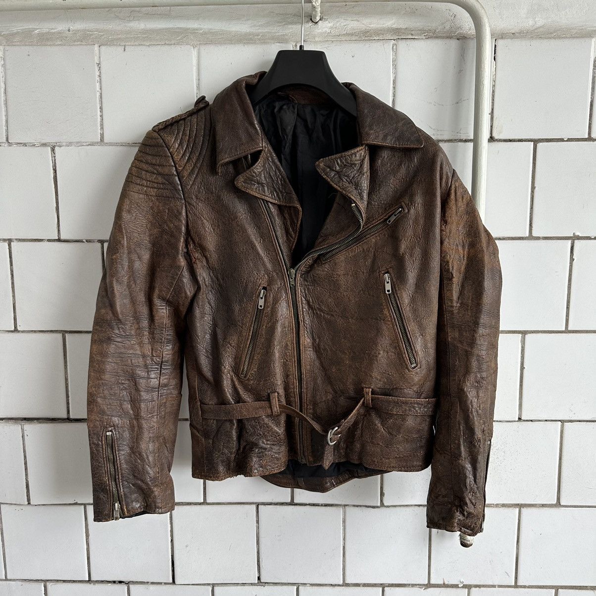 Other Vintage Moto Leather Jacket Distressed Y2K Style USA 90s Size US M / EU 48-50 / 2 - 1 Thumbnail