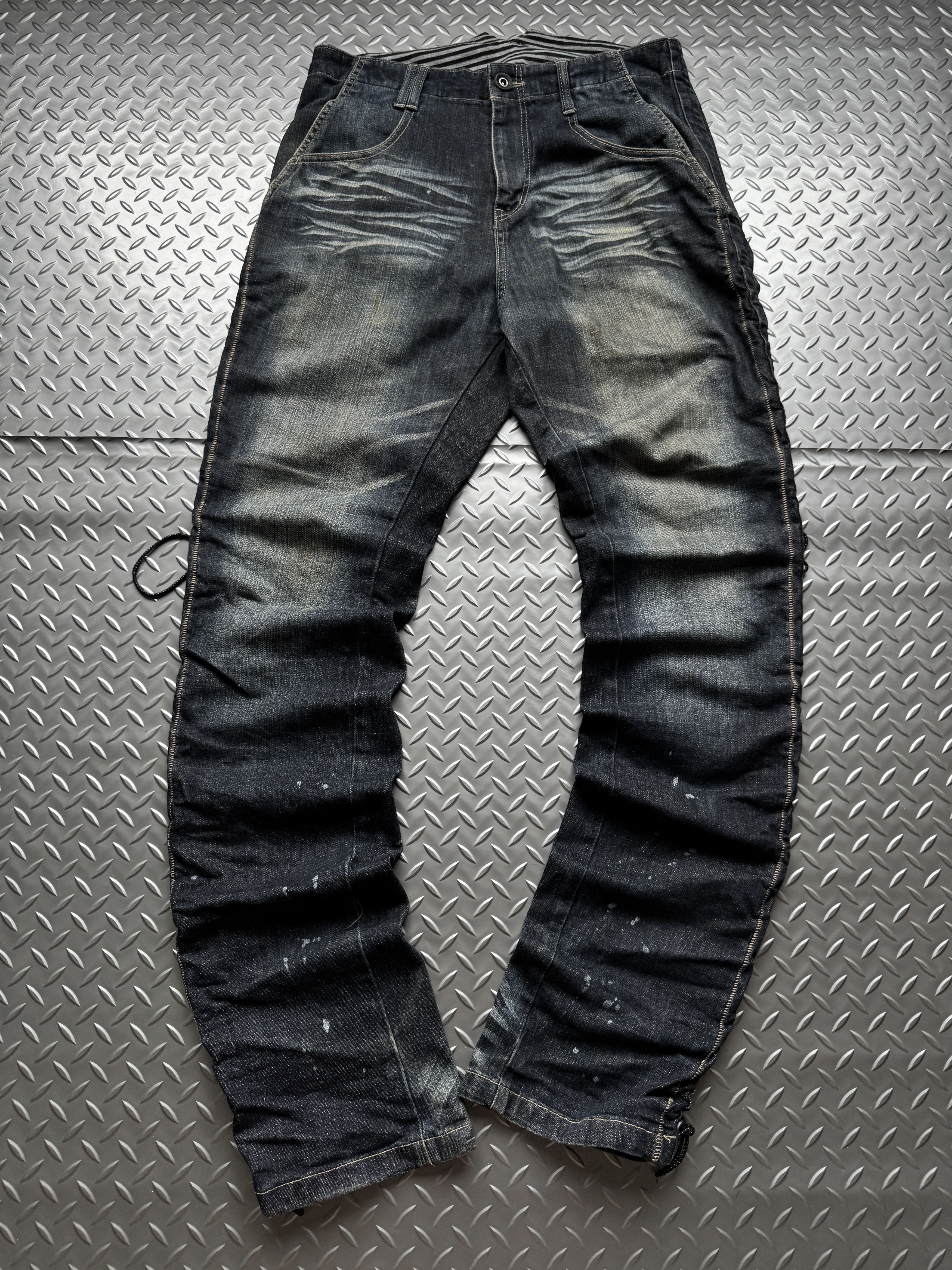 PPFM PPFM Destruct Product Ruched Biker Denim Jeans Size US 33 - 1 Thumbnail