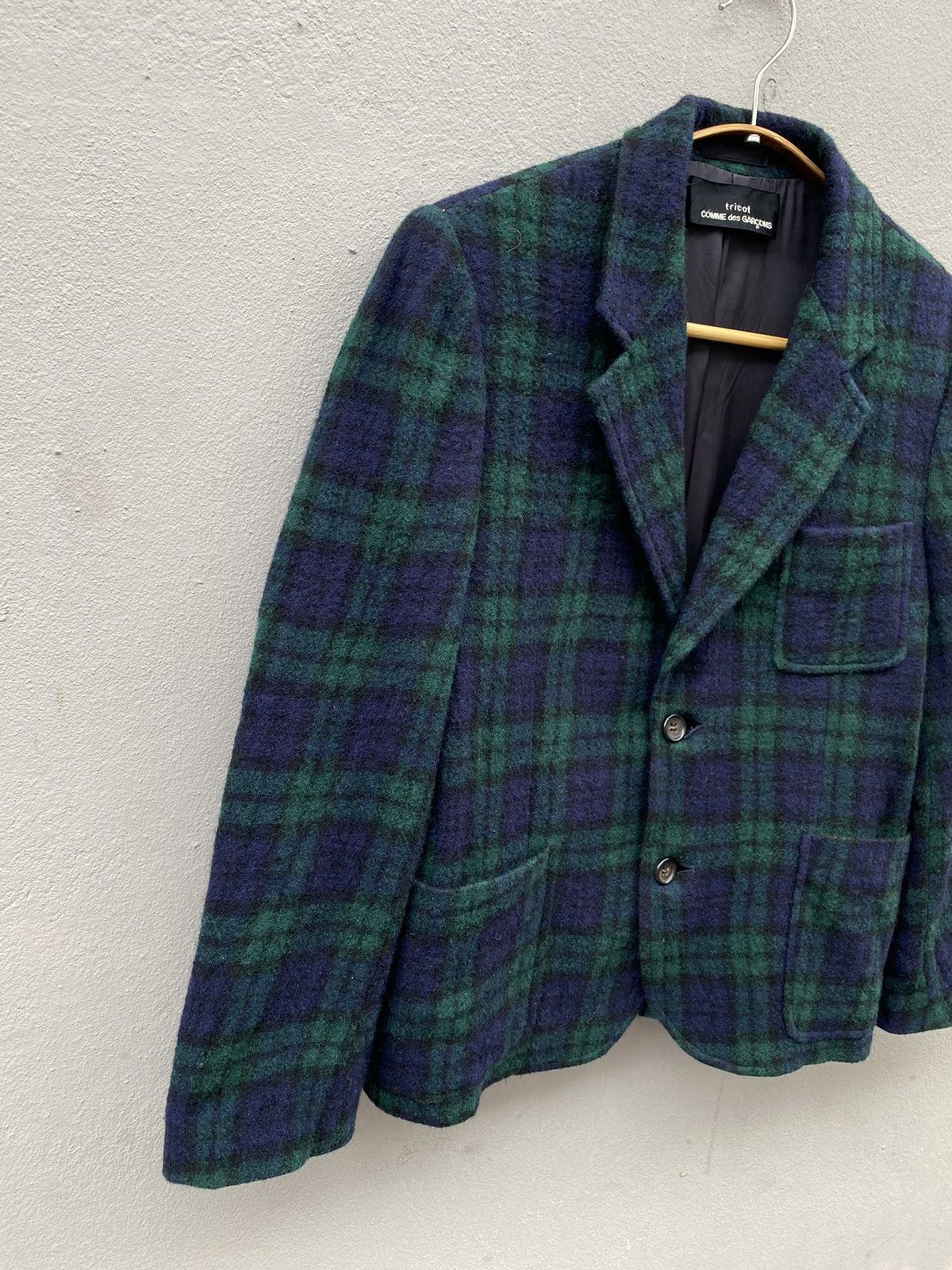 Comme des Garcons × Rei Kawakubo × Vintage AD1998 Comme des Garçons “tricot” Wool Checked Mohair Blazer Size M / US 6-8 / IT 42-44 - 5 Thumbnail