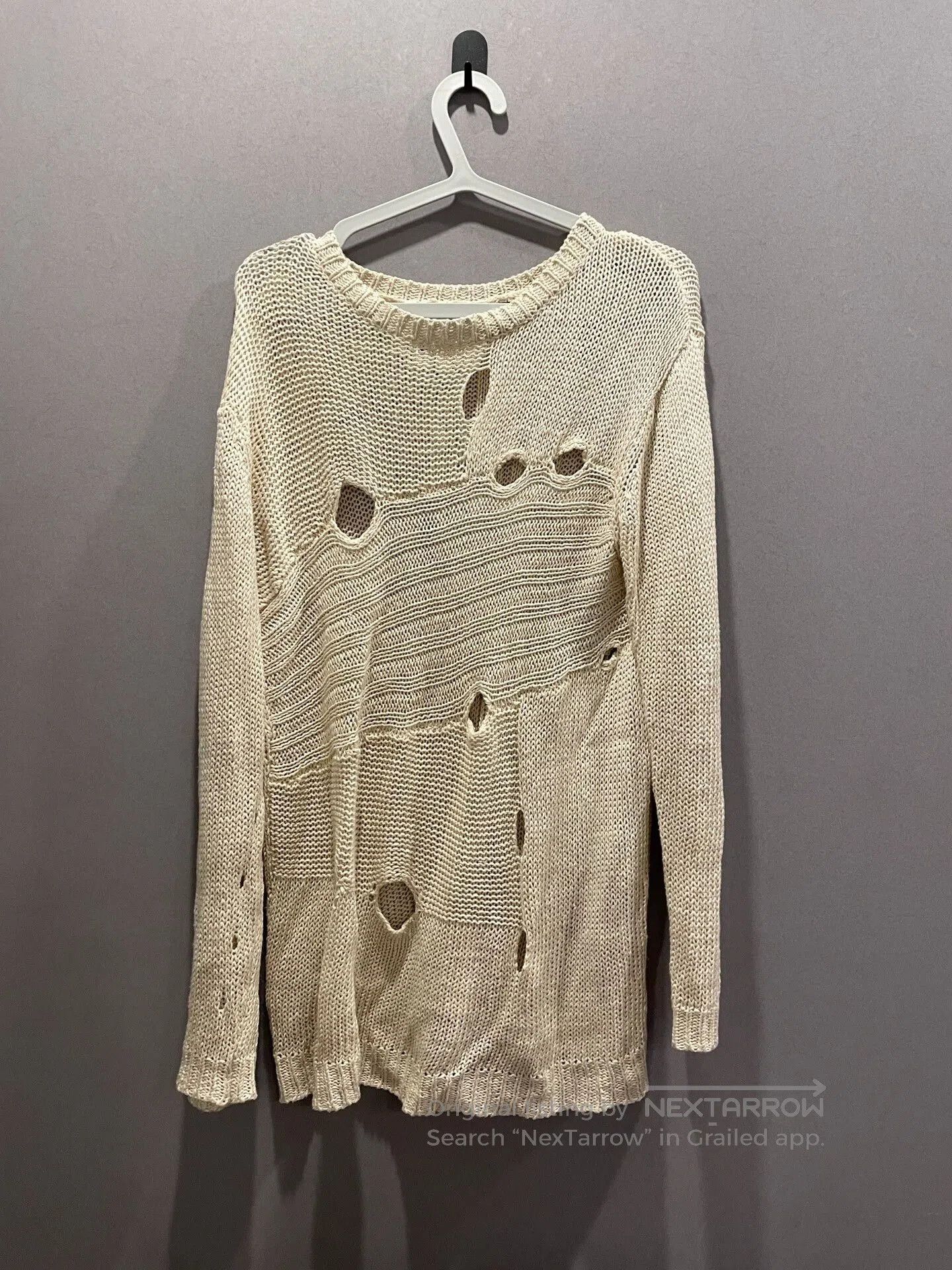 Diet Butcher Slim Skin beige knit long sleeve top with holes. Size US S / EU 44-46 / 1 - 1 Thumbnail