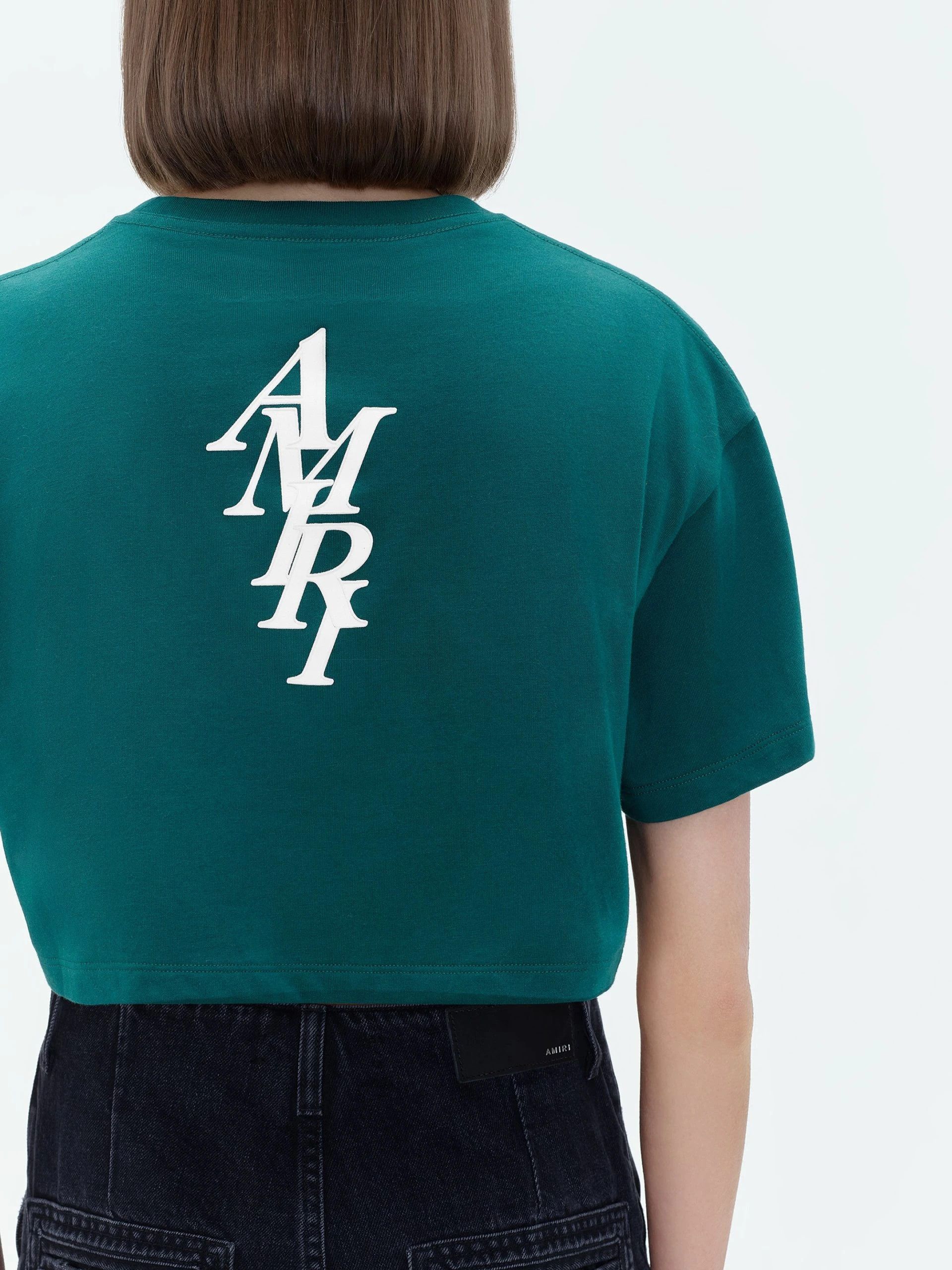 Amiri oc11z0225 Stack Cropped T-Shirt in Green Size M / US 6-8 / IT 42-44 - 7 Thumbnail