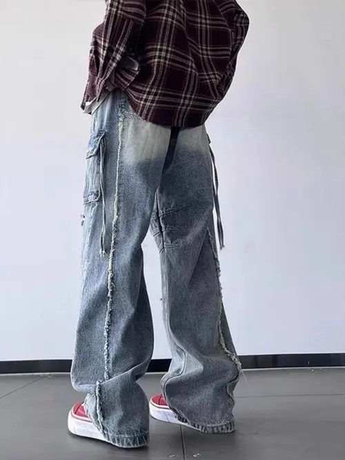 VIBE Blue Baggy Cargo Denim Jeans Size US 31 - 6 Thumbnail