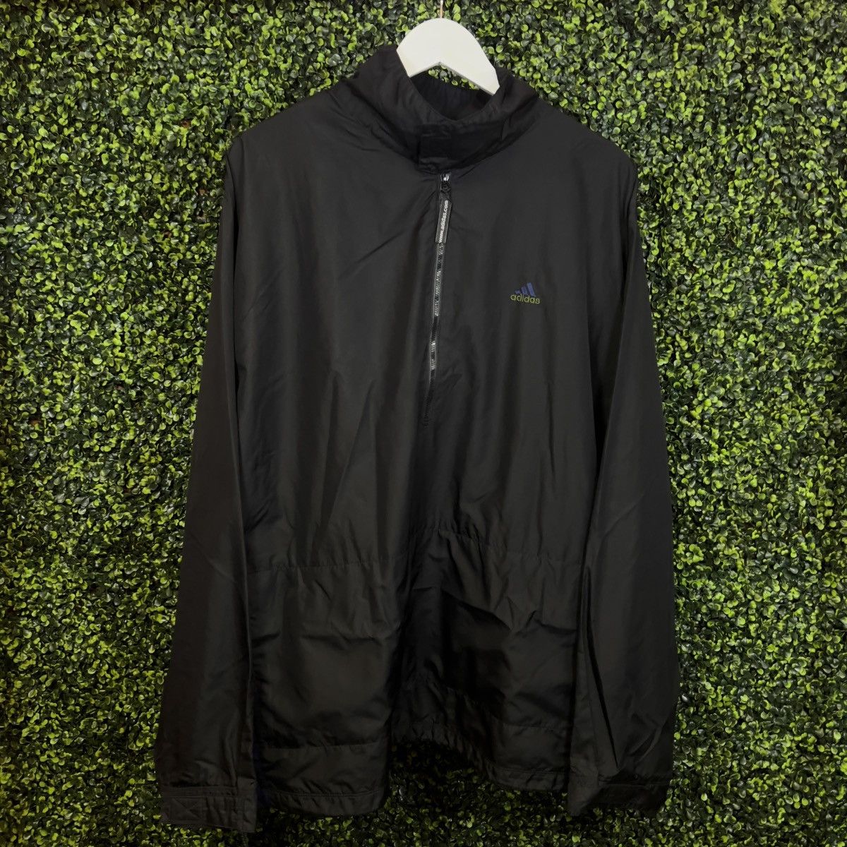 image of 90's Adidas Embroidered Logo Windbreaker Jacket in Black/Blue/Green, Men's (Size XL)