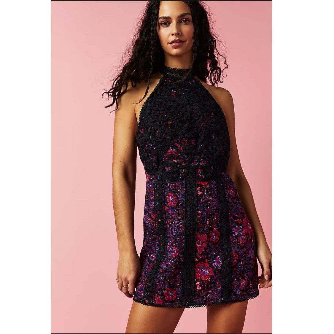 Free People New Free People Miss You Mini Dress HALTER $250 SZ 10 Purple Size L / US 10 / IT 46 - 1 Thumbnail
