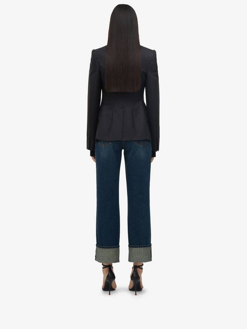 Alexander McQueen o1srvl11e0226 Pinstripe Single-Breasted Jacket In Grey Size XL / US 12-14 / IT 48-50 - 5 Thumbnail