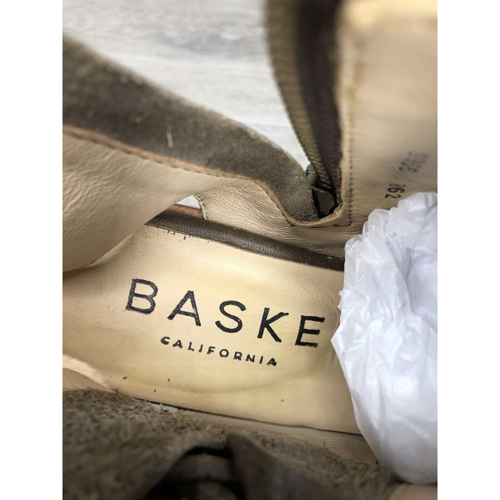Other Baske California Ariel Olive Leather Lace Zip Open Toe Heel Size US 6 / IT 36 - 11 Thumbnail