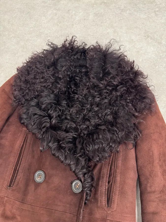 Gucci 2000s Gucci Brown Shearling Leather Buttoned Jacket Size S / US 4 / IT 40 - 4 Thumbnail