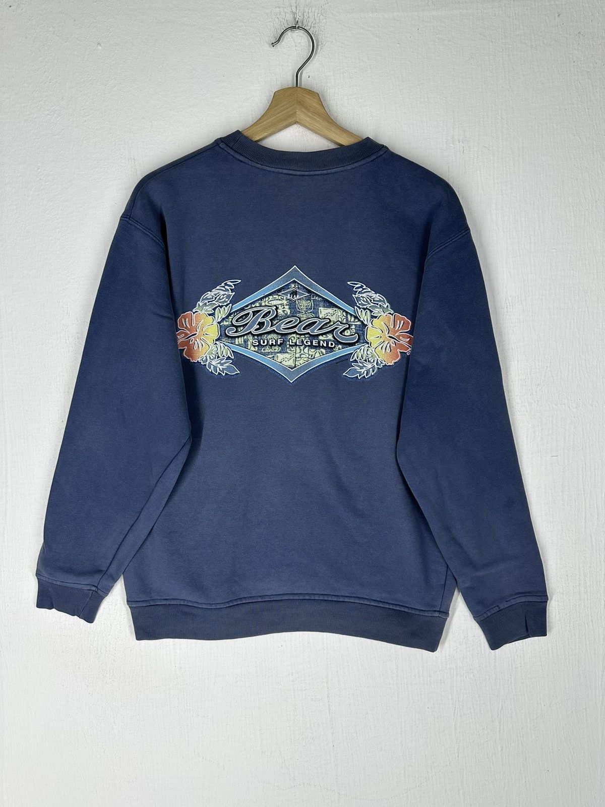 image of Sun Surf x Surf Style Vintage Bear Surf Legend Sweatshirt in Blue, Men's (Size Medium)