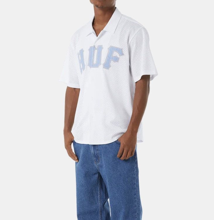 Huf ⚡️ HUF Arch Mesh Button Up Jersey Shirt White 2XL XXL ⚡️ Size US XXL / EU 58 / 5 - 4 Thumbnail