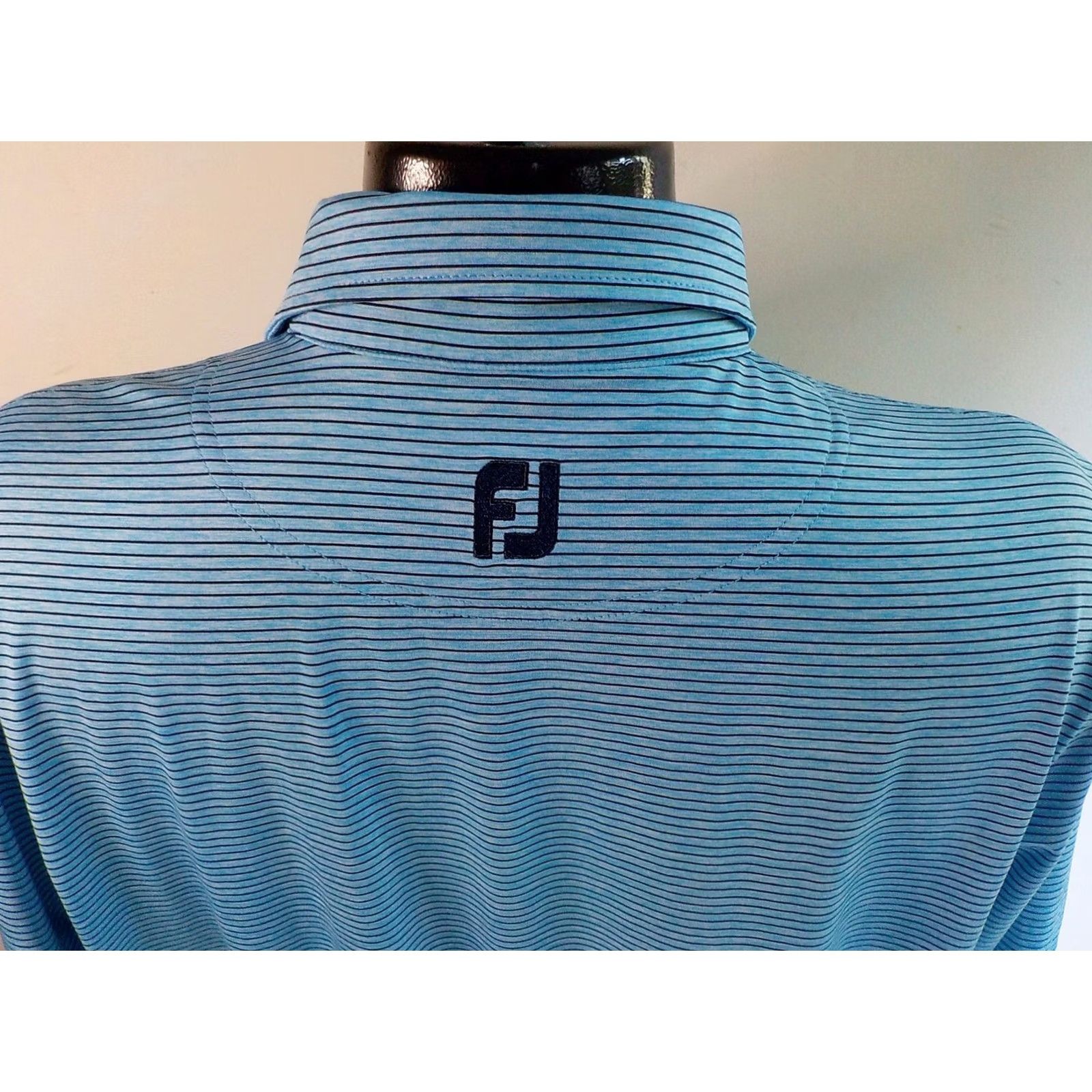 Footjoy VINTAGE Footjoy Polo Shirt Striped Logo Blue Navy XL Mens Size US XL / EU 56 / 4 - 4 Thumbnail