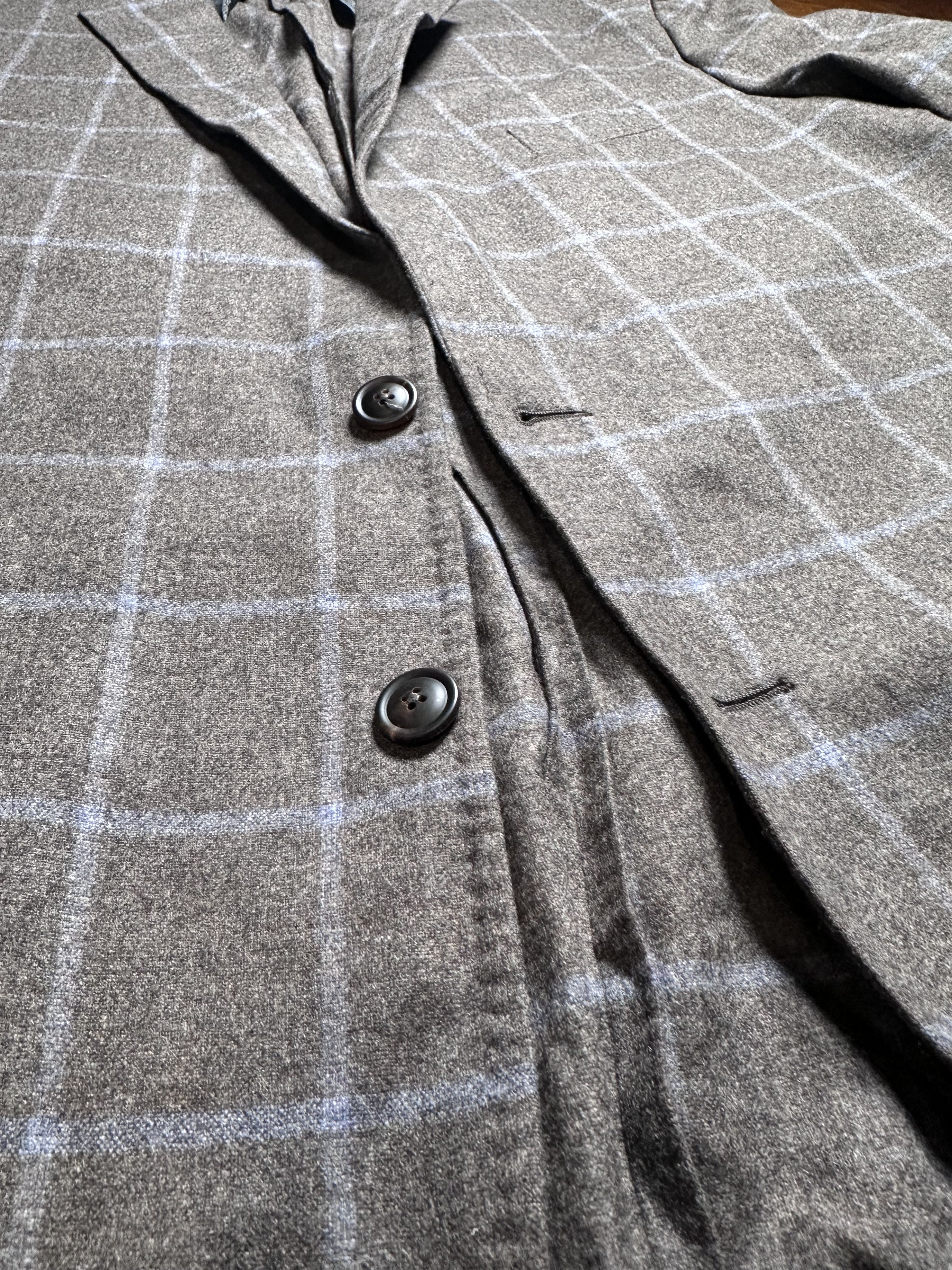 Faconnable Façonnable Windowpane Wool Blazer Sport Coat Grey Size US XL / EU 56 / 4 - 3 Thumbnail