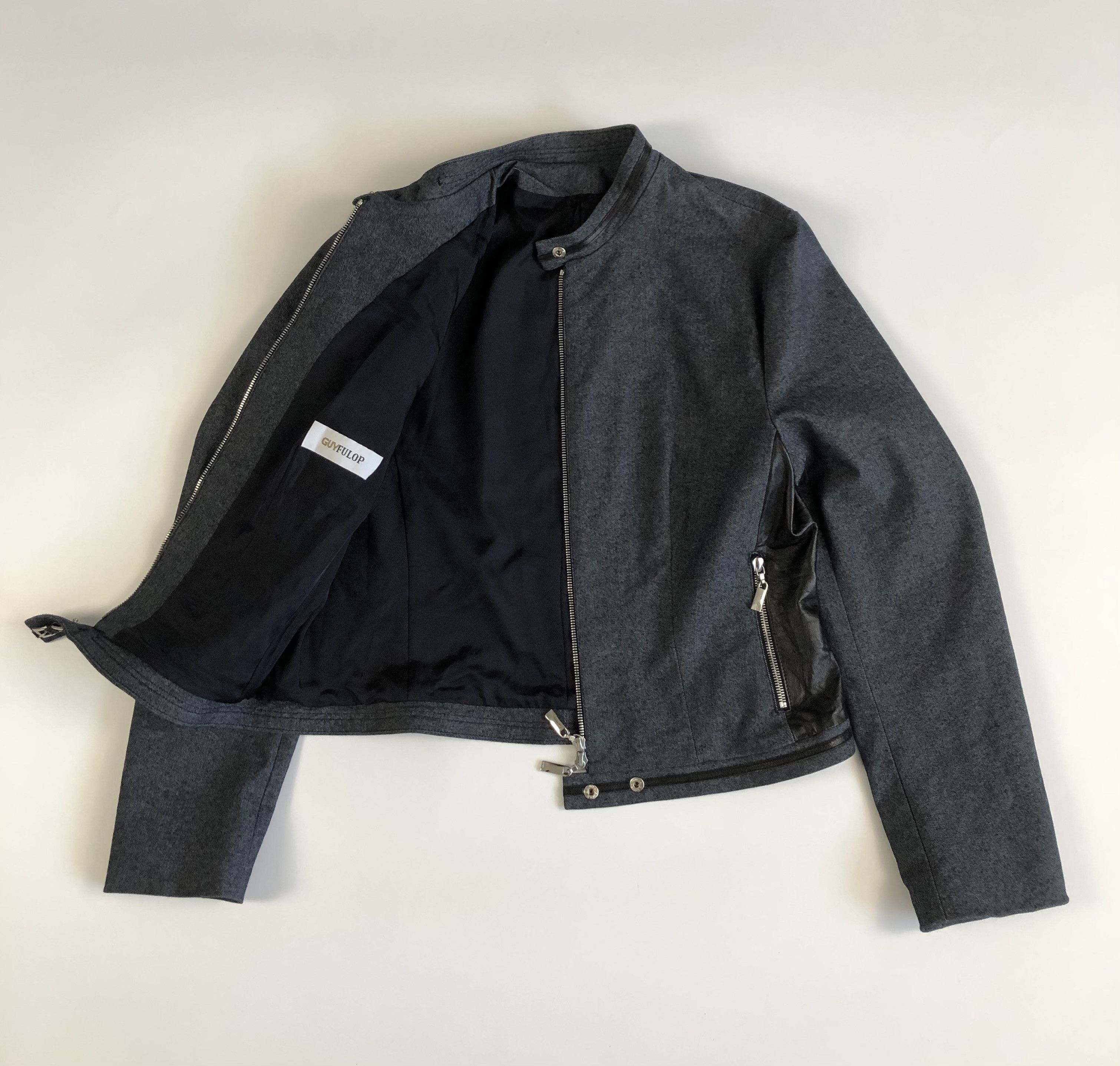 Other Guy Fulop Denim with Leather Stripes Jacket Size L / US 10 / IT 46 - 4 Thumbnail