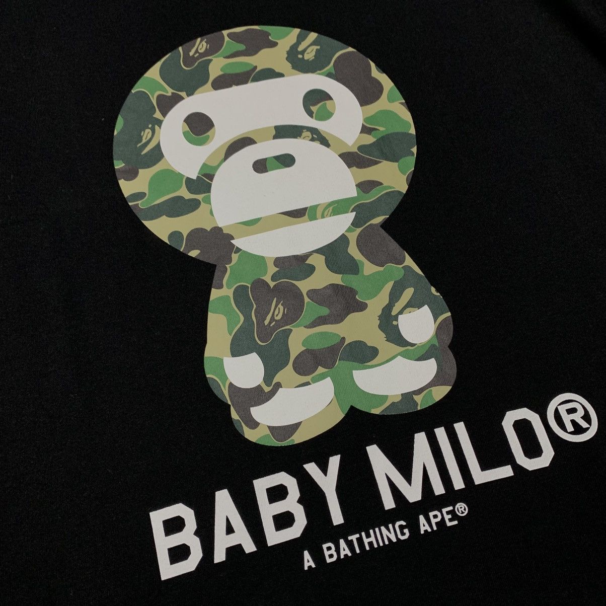 Bape Bape XL Baby Milo Green ABC Camo Black Tee A Bathing Ape Size US XL / EU 56 / 4 - 3 Thumbnail