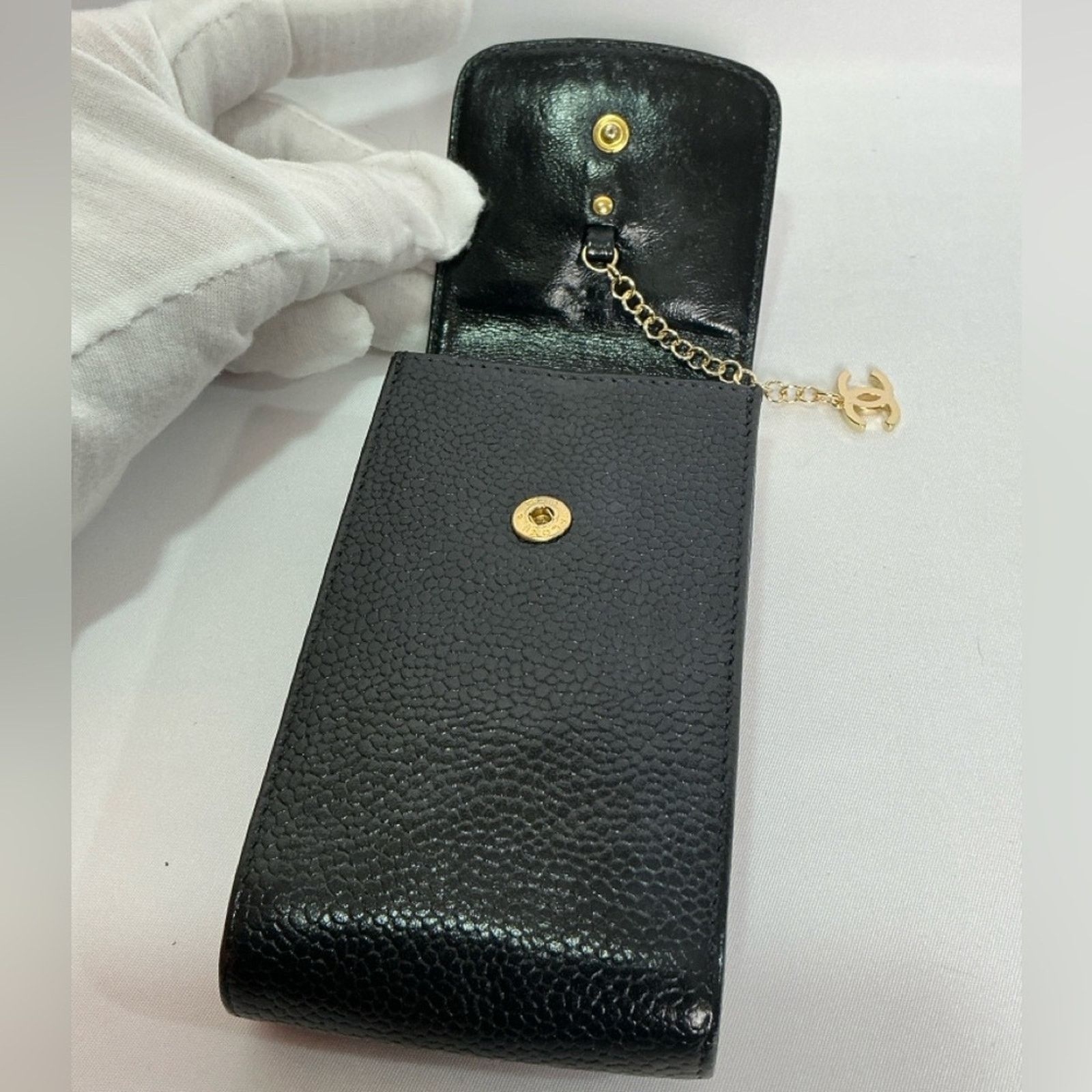 Chanel Authentic CHANEL Coco Mark Grained Calfskin Pen Case w/Chain Size ONE SIZE - 4 Thumbnail