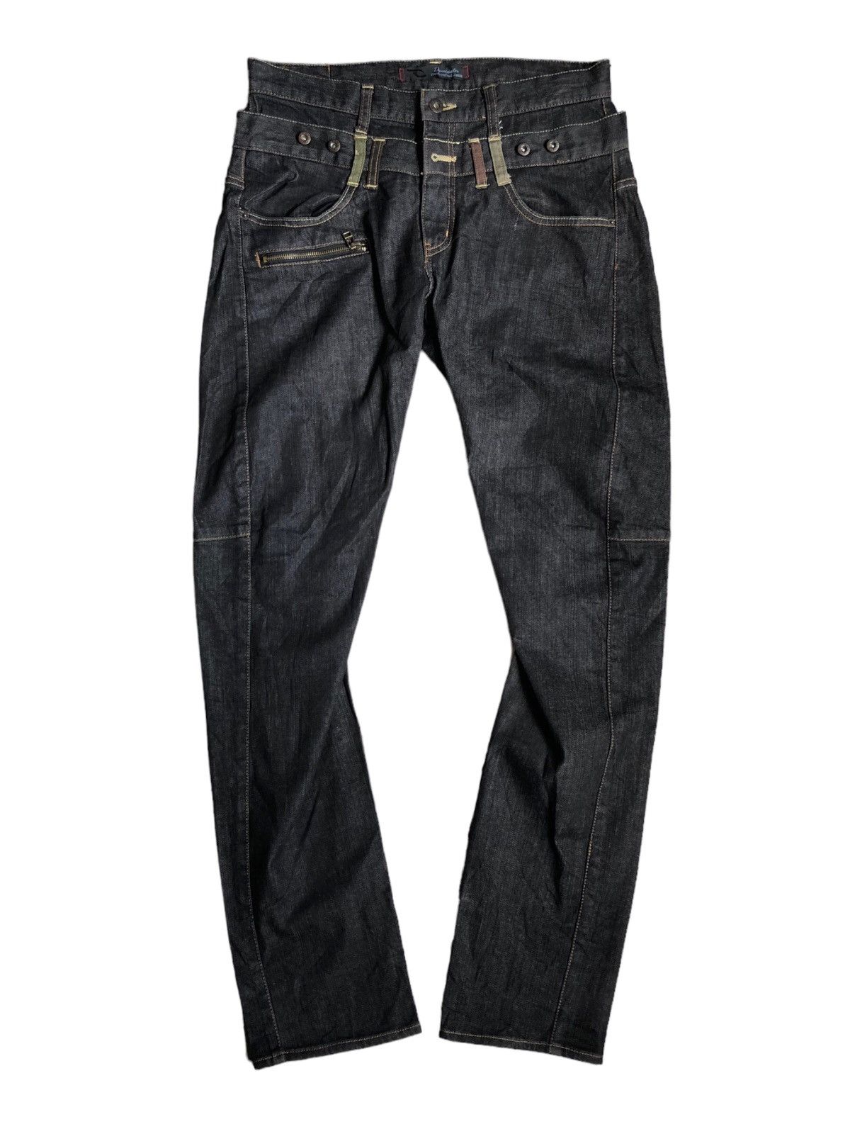 image of If Six Was Nine x Kmrii Dominate Double Waist Jeans in Black Grey, Men's (Size 32)