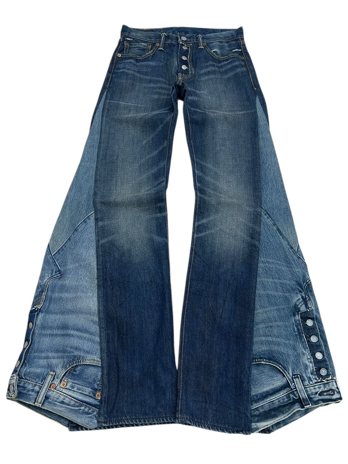 Levi's Levis Upcycled Custom Y2k Wide Leg Jeans Flared Size US 29 - 1 Thumbnail
