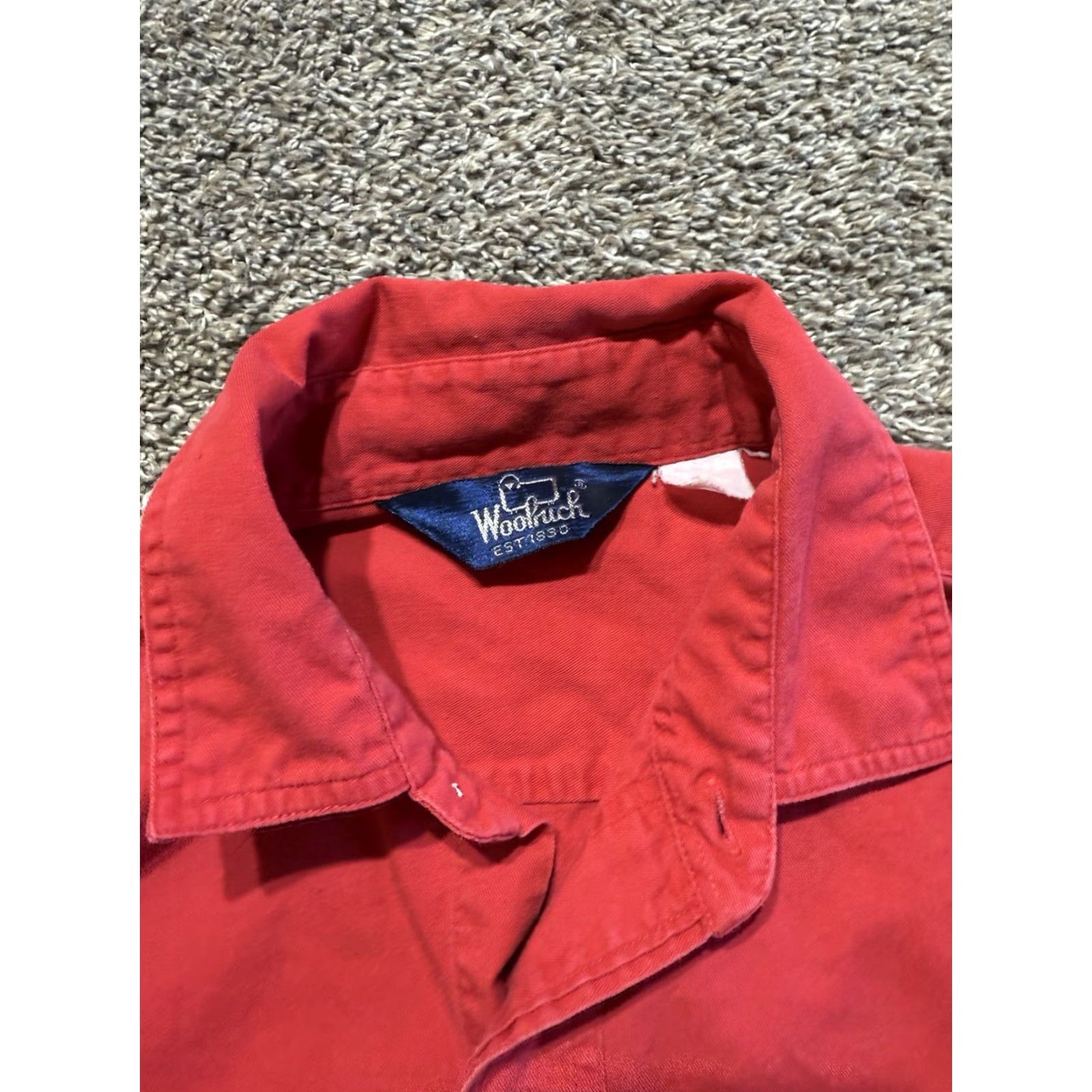 Vintage VINTAGE Woolrich Mens Shirt Button Down XL X-Large Red Solid Short Sleeve Size US XL / EU 56 / 4 - 3 Thumbnail