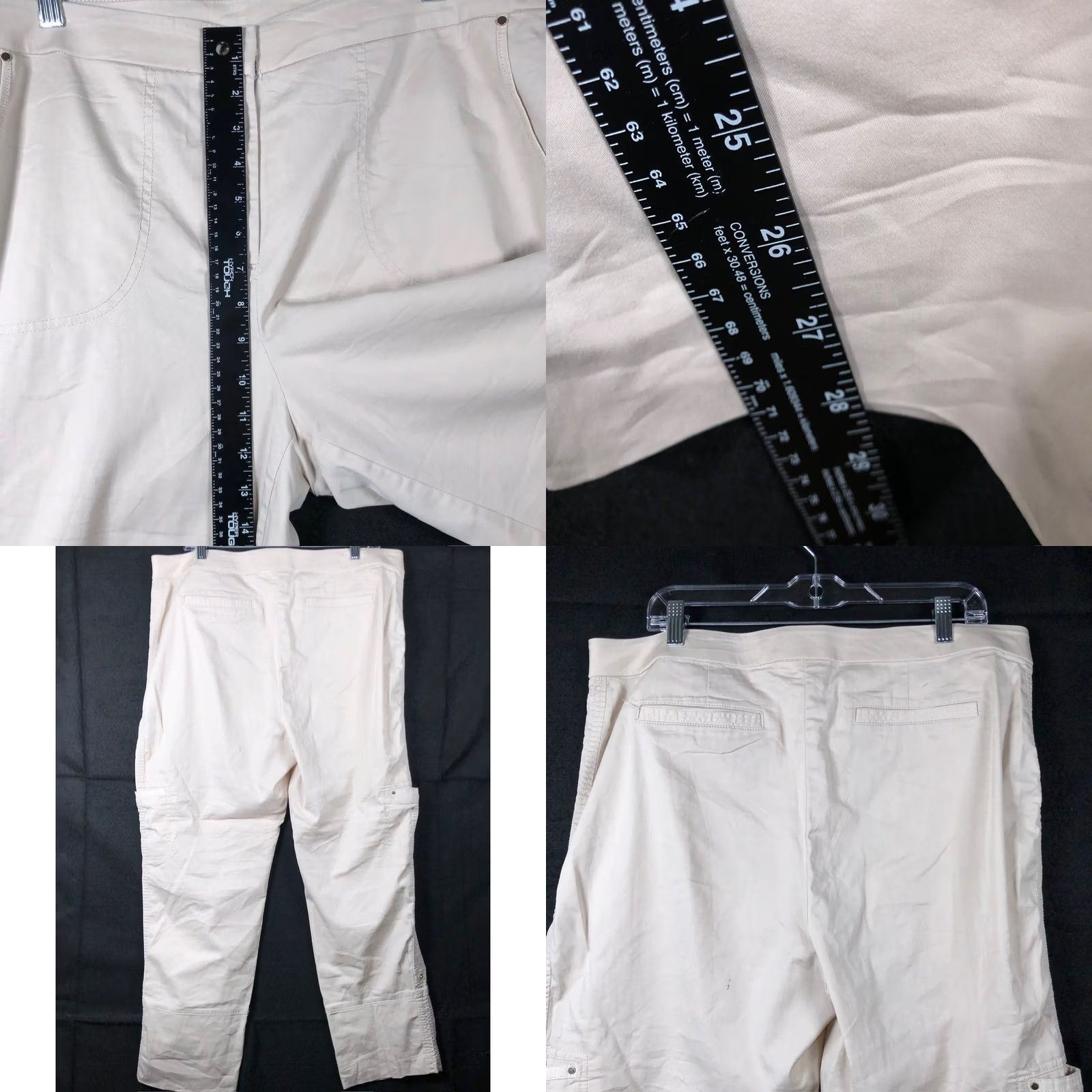 Vintage Chicos Womens Pants Tan High Rise Crop Side Leg Pocket Stretch 2.5 (L) Size 25" / US 0 / IT 36 - 8 Thumbnail