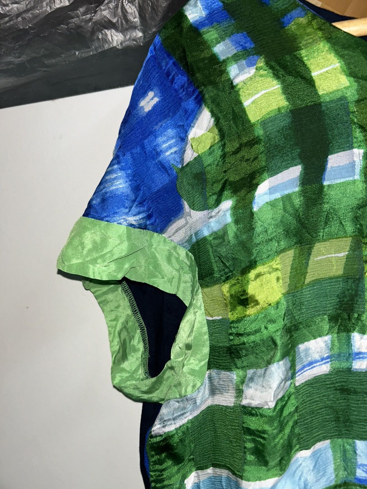 Tsumori Chisato Sleeveless Abstract Plaid Blue Green Dress Size XL / US 12-14 / IT 48-50 - 8 Thumbnail