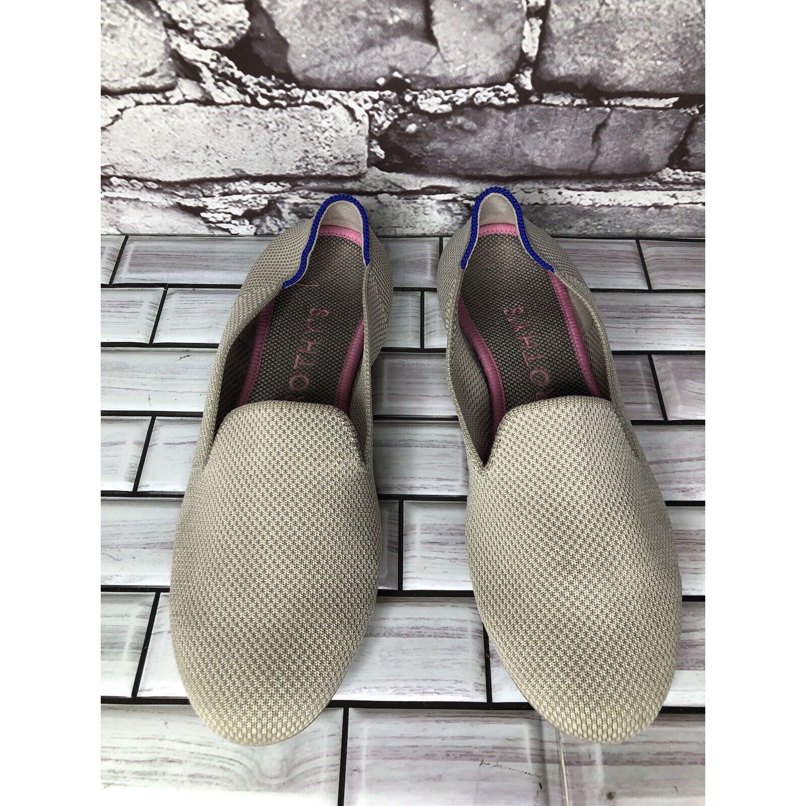 Other Rothys Cream Gray Knit Casual Slip On Round Toe Ballet Flats Size US 8.5 / IT 38.5 - 7 Thumbnail