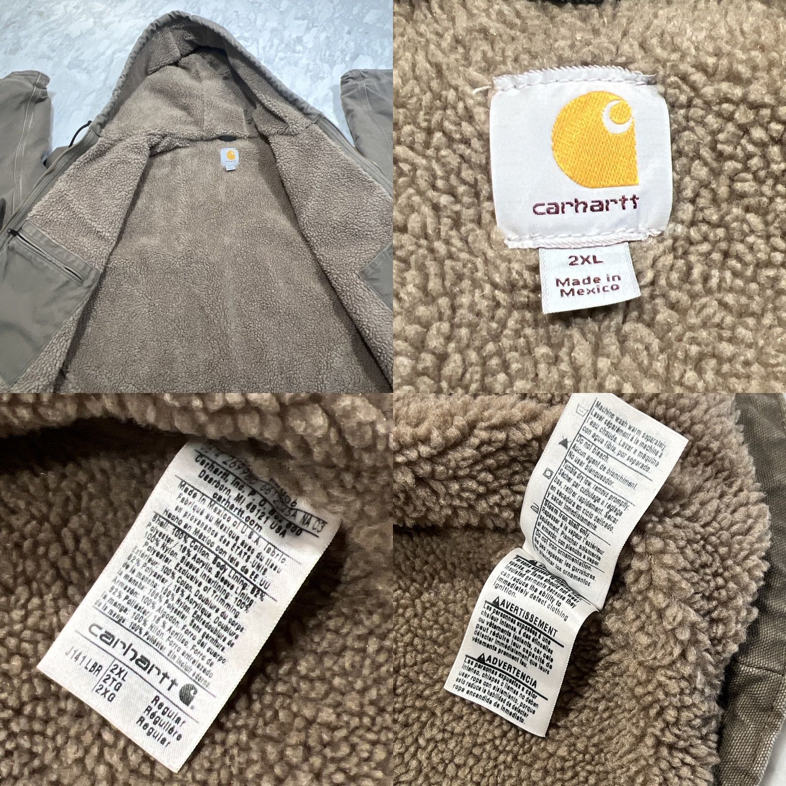 Carhartt VINTAGE Carhartt Jacket Mens 2XL Brown Sherpa Lined Hooded Workwear J141 LBR 90s Grunge Outdoor USA Size US XXL / EU 58 / 5 - 10 Thumbnail
