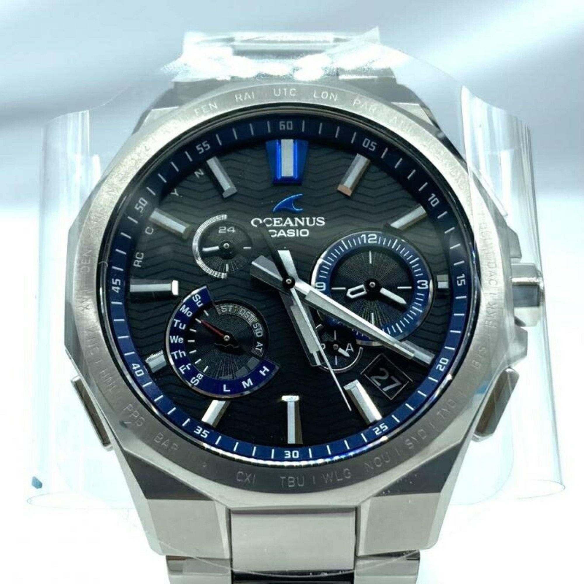image of Casio Oceanus Ocw-T6000-1Ajf Oceanus Classic Line Watch Radio Solar Silver X Blue Mobile Link, Wome