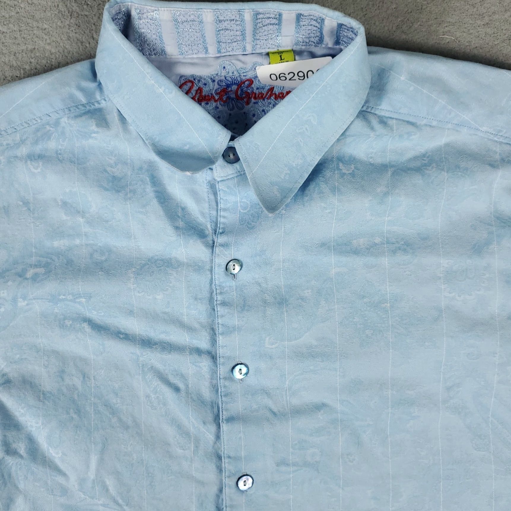 Robert Graham VINTAGE Robert Graham Men's Shirt Adult Large Light Blue Floral Button Up Long Sleeve Size US L / EU 52-54 / 3 - 2 Thumbnail