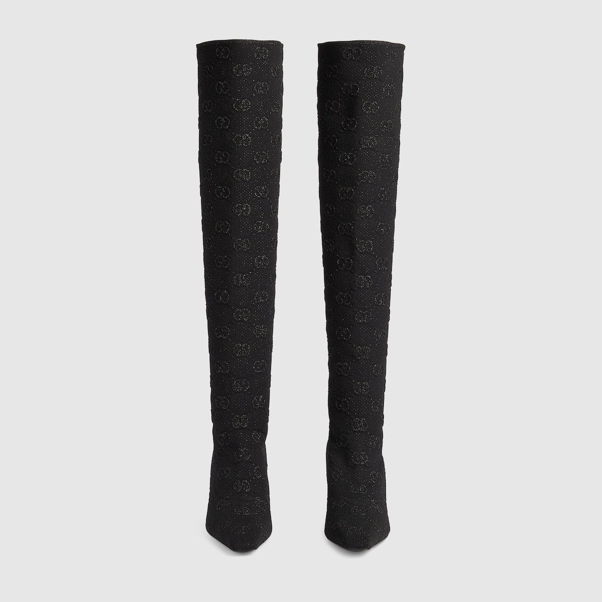 Gucci o1s1wg110125 GG Knee-High Boots in Black/Silver Size US 5.5 / IT 35.5 - 3 Thumbnail