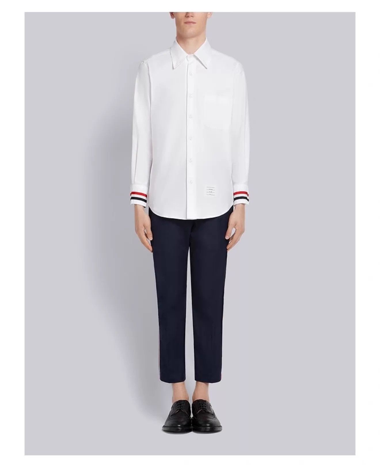 Thom Browne Thom Browne White Oxford Cuff TriColor Tab Shirt Size0 Size US XS / EU 42 / 0 - 8 Thumbnail